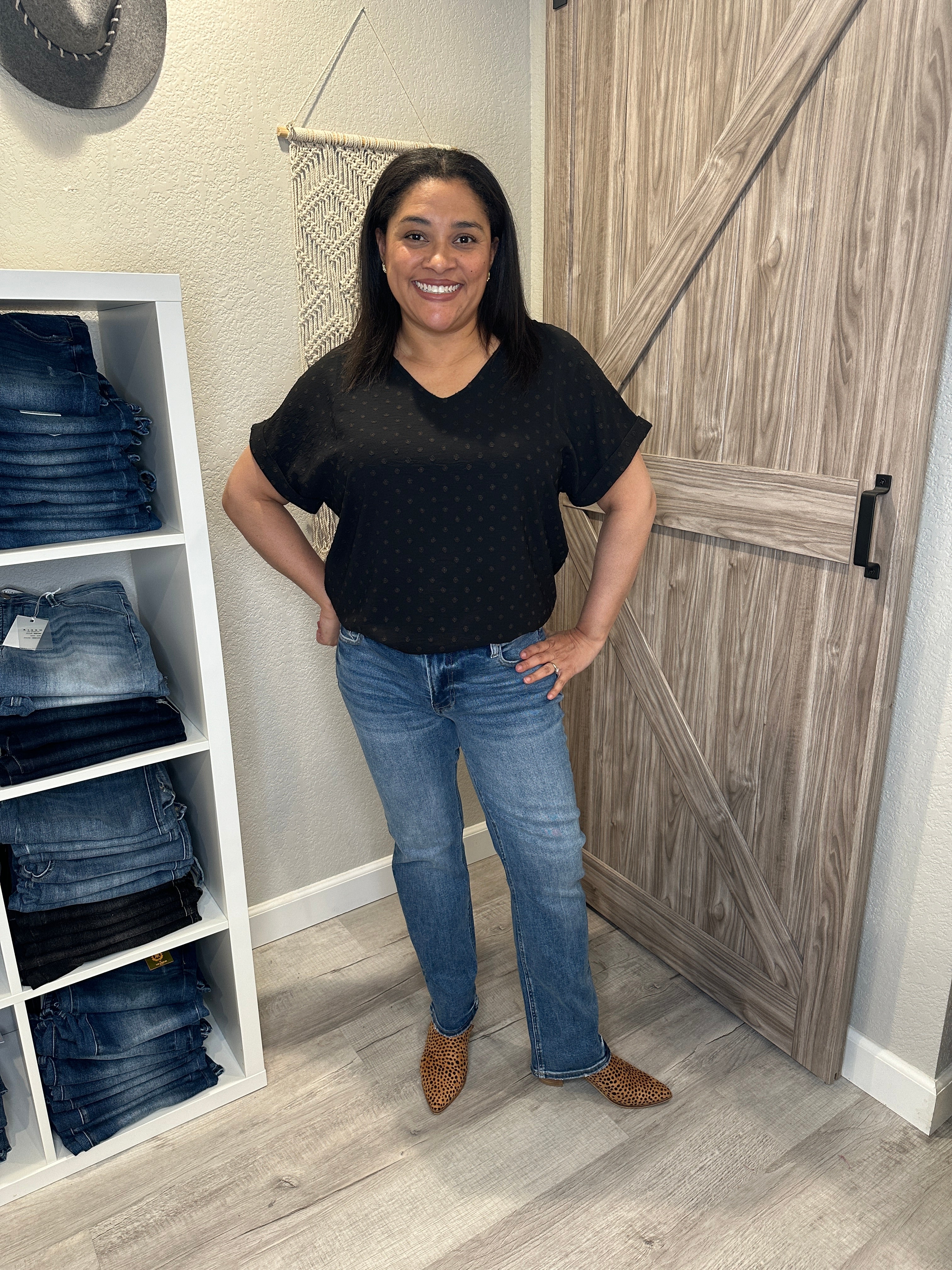 Risen Jeans Mid Rise Slim Relaxed Straight Leg Denim Jeans
