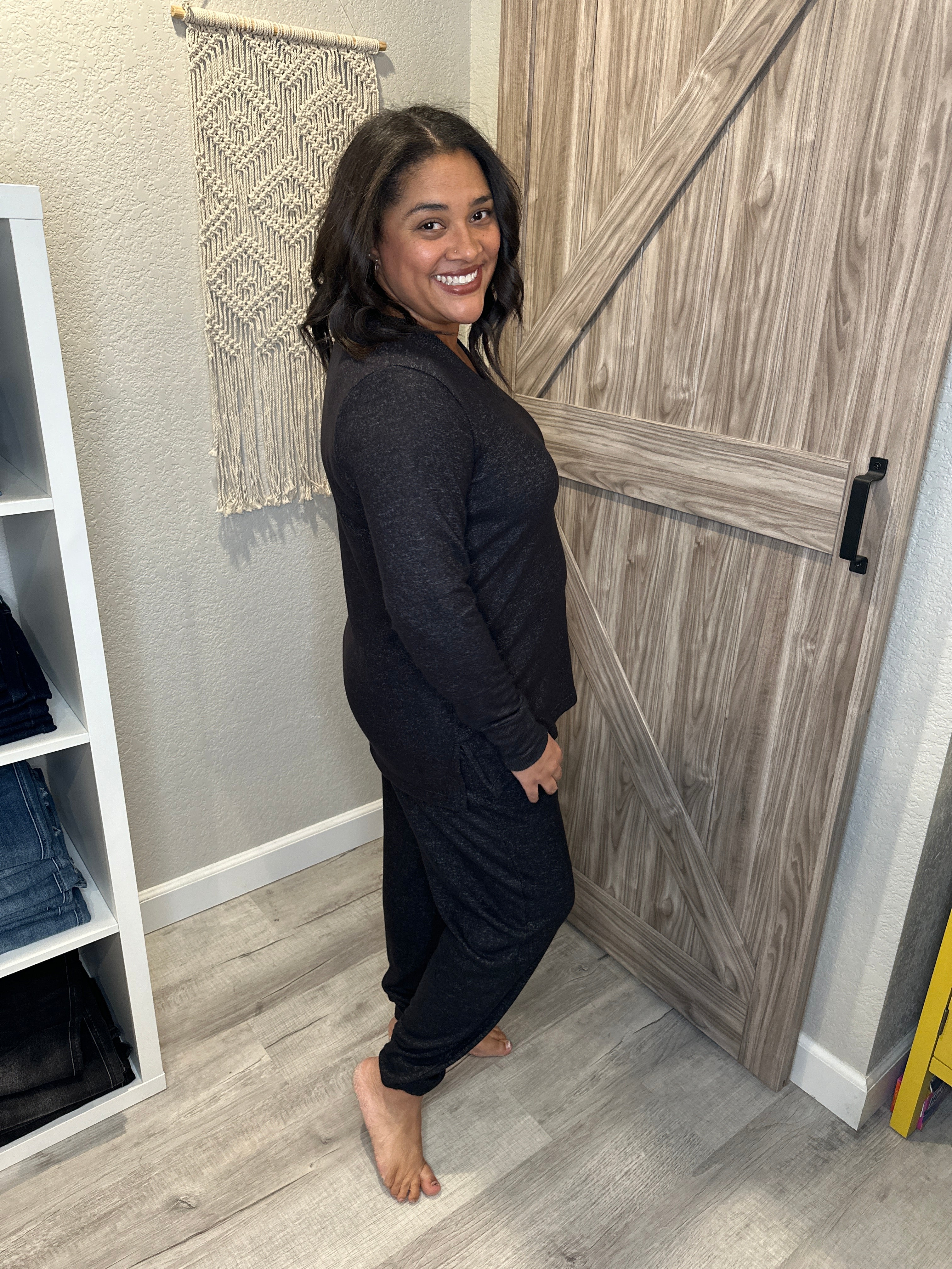 Size XS Charcoal Grey 2 Piece Sweater Pants Lounge Set