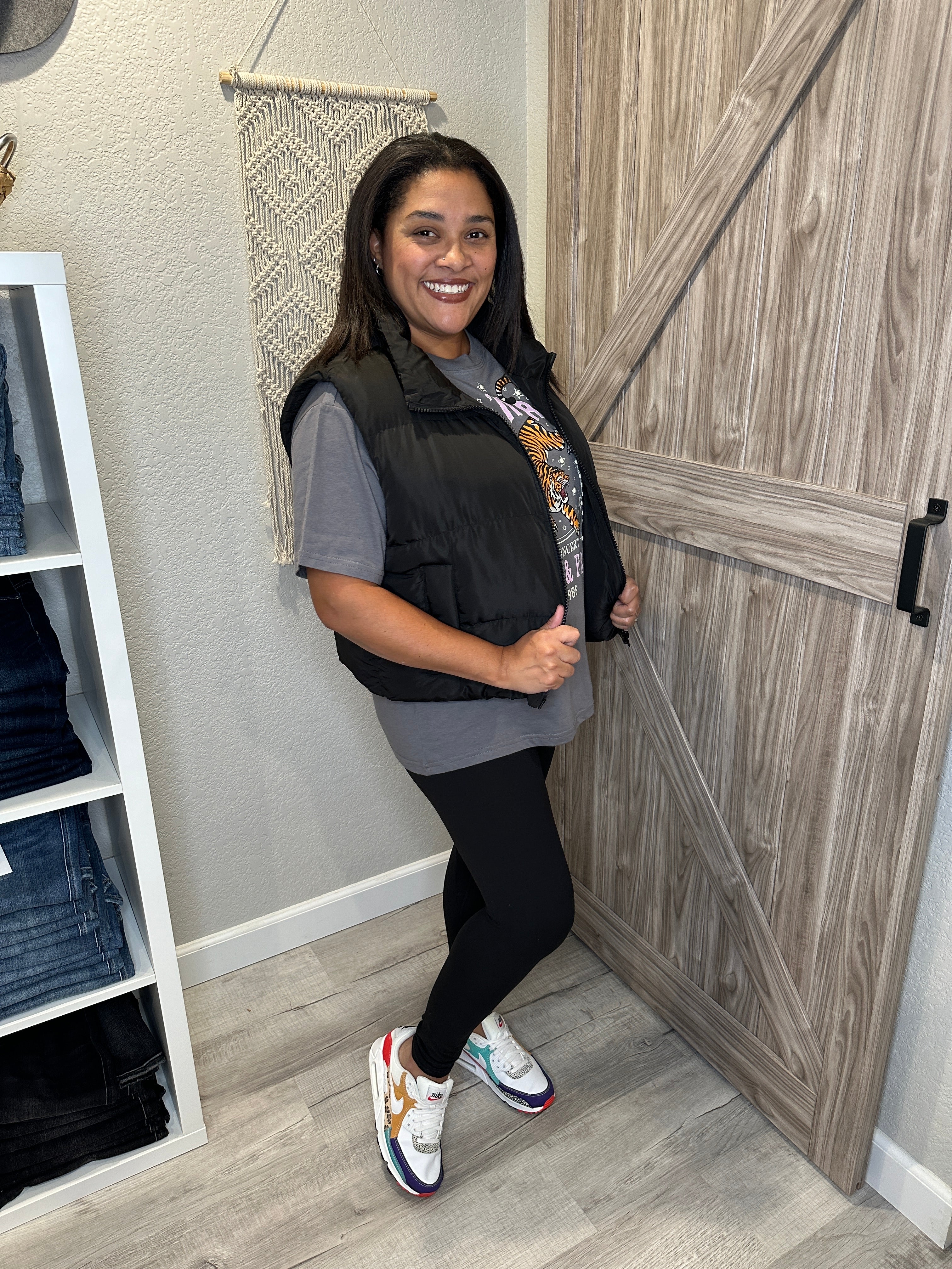 Cropped Puffer Zip Up Vest