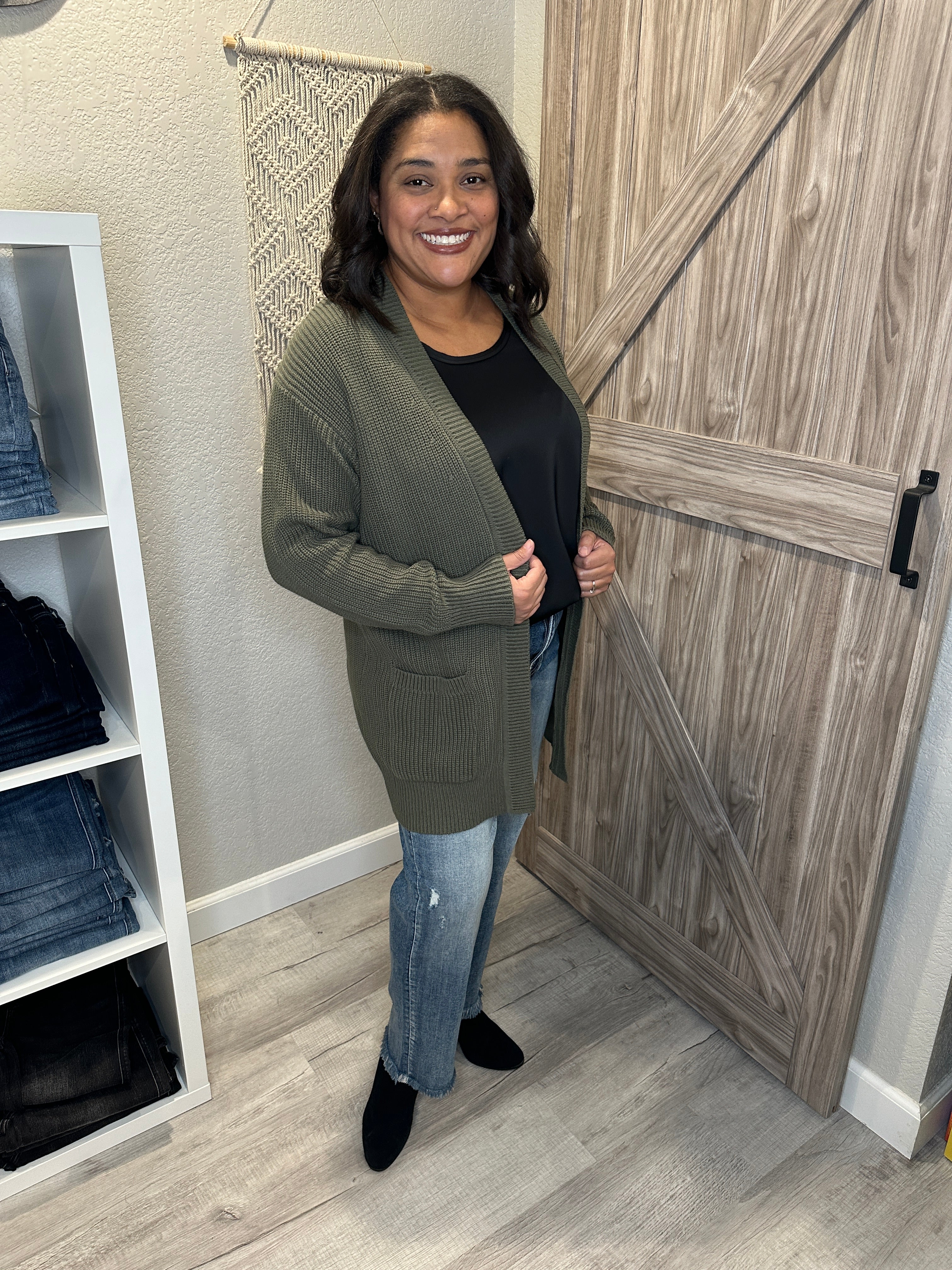 Classic Knit Open Sweater Cardigan with side Pockets