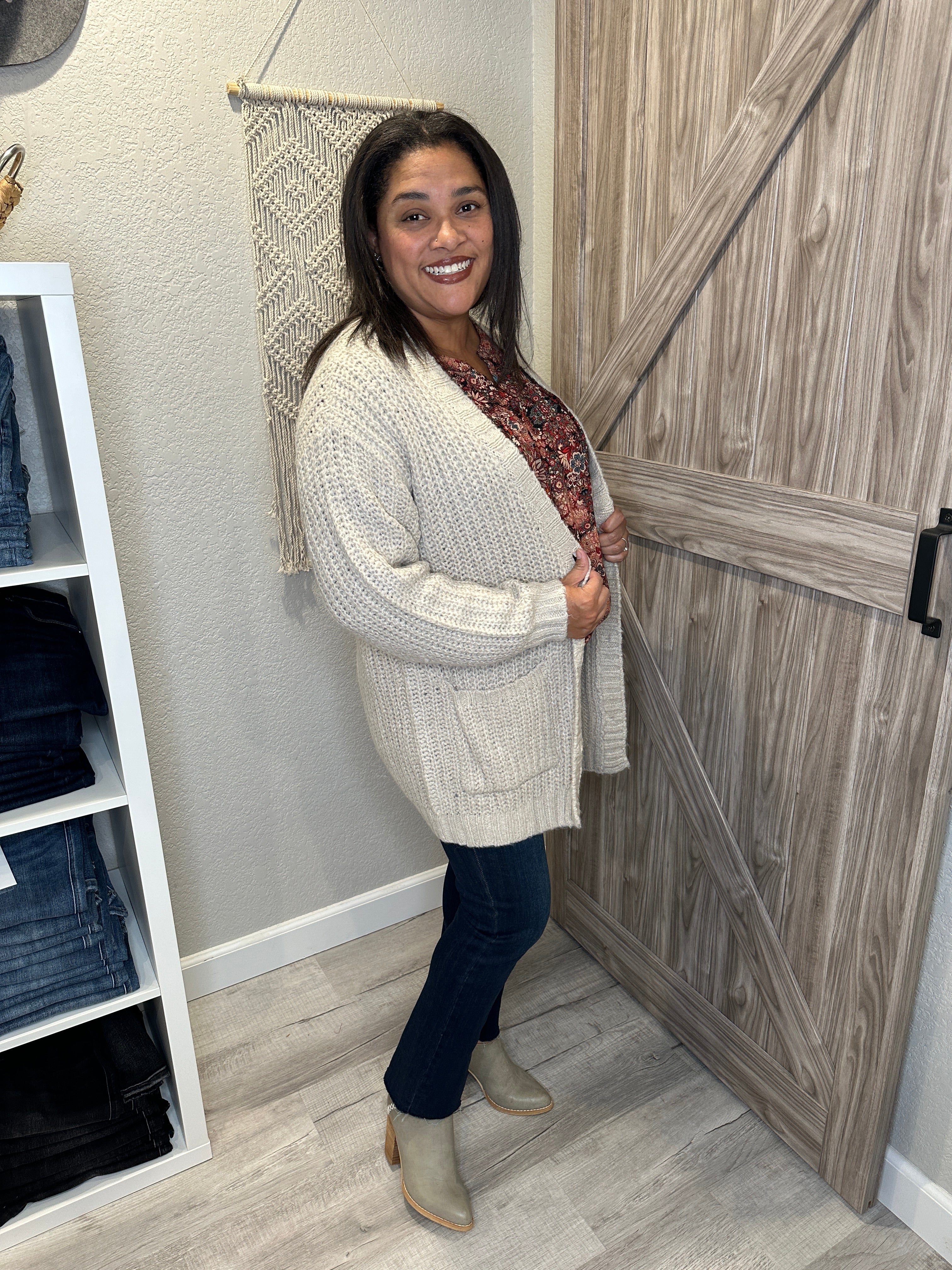Size Medium Saltwater Luxe Cozy Natural Color Chunky 3 Button Cardigan