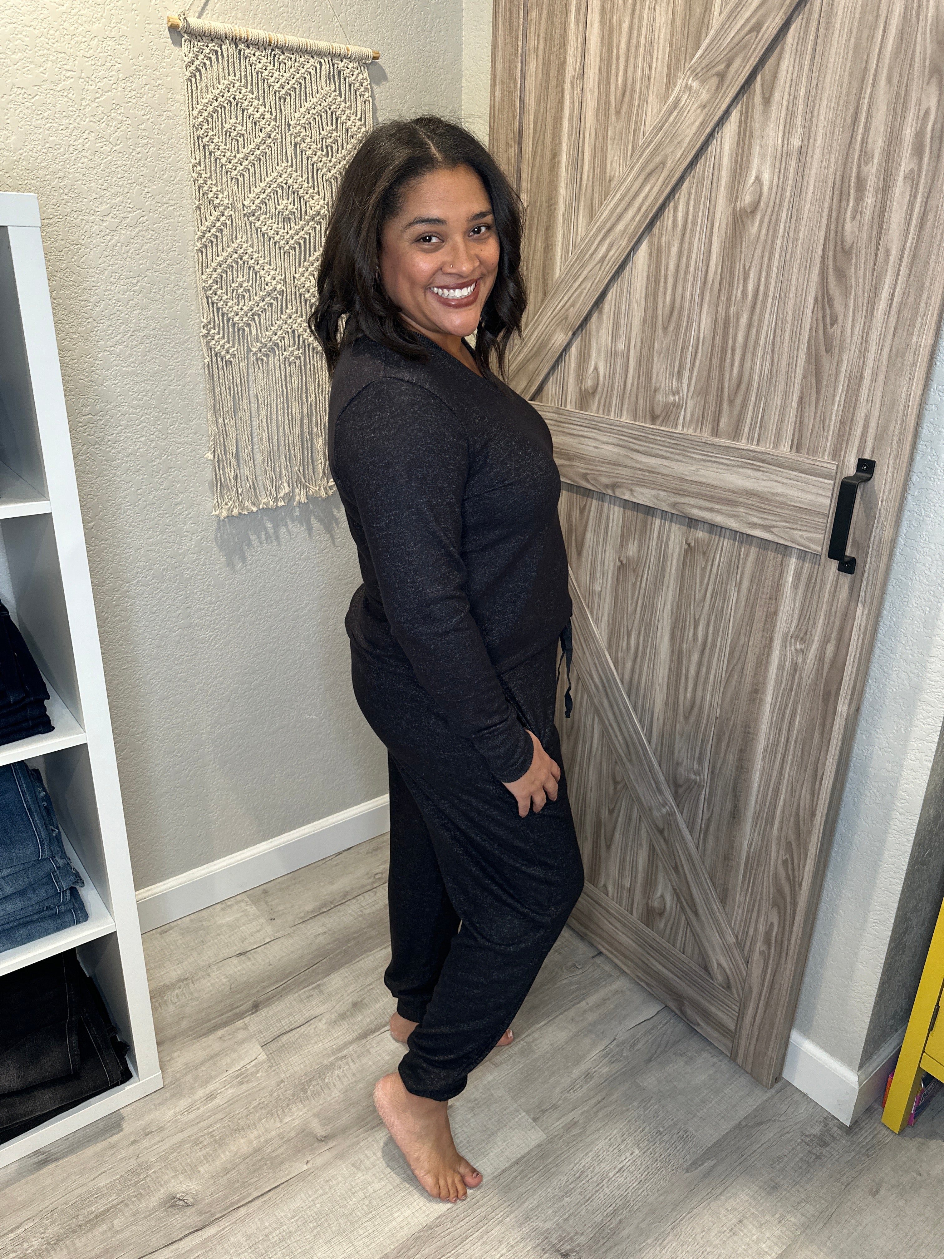 Size XS Charcoal Grey 2 Piece Sweater Pants Lounge Set
