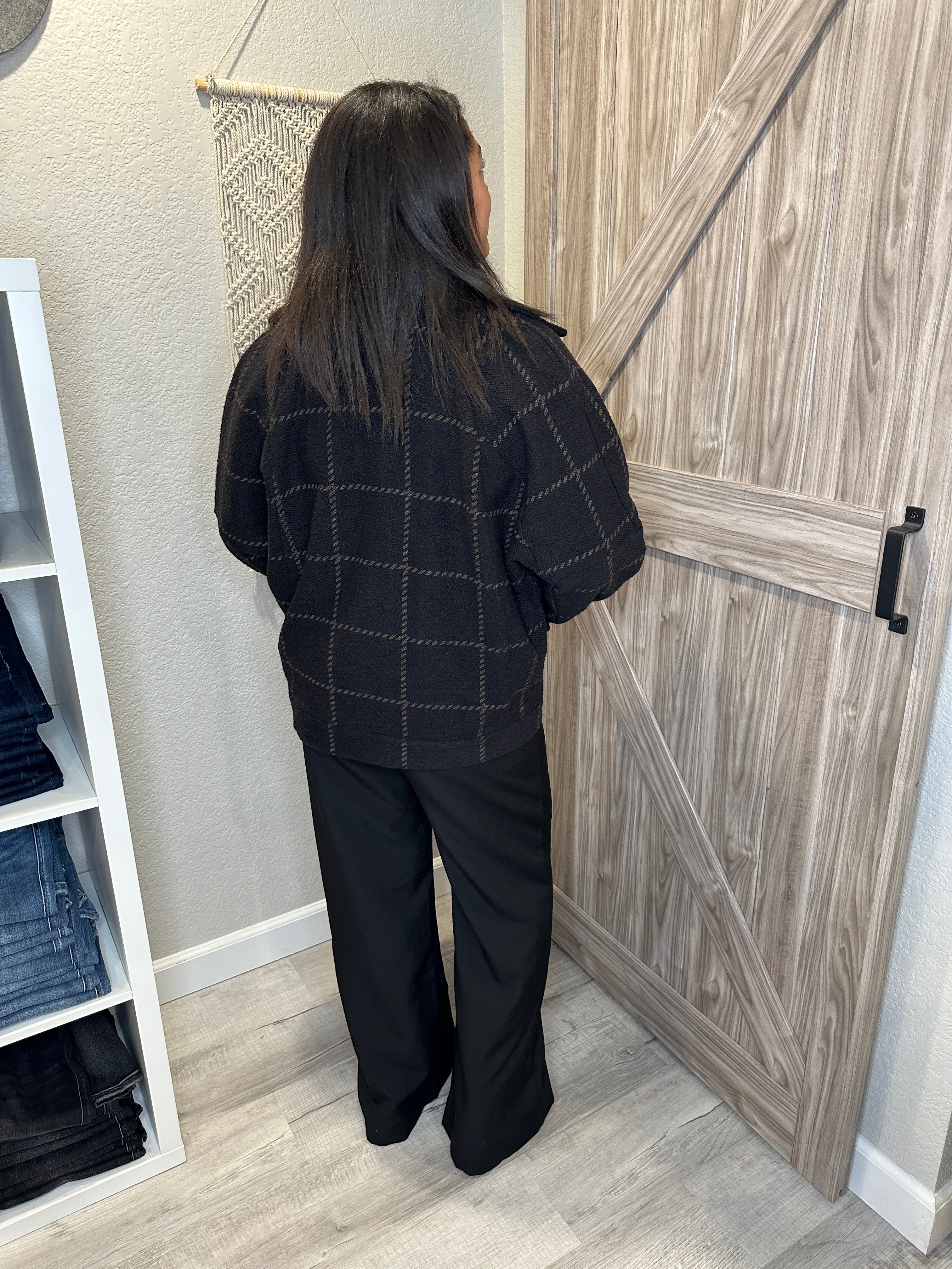 Size Large & XL Saltwater Luxe Asher Black Tweed Windowpane Jacket