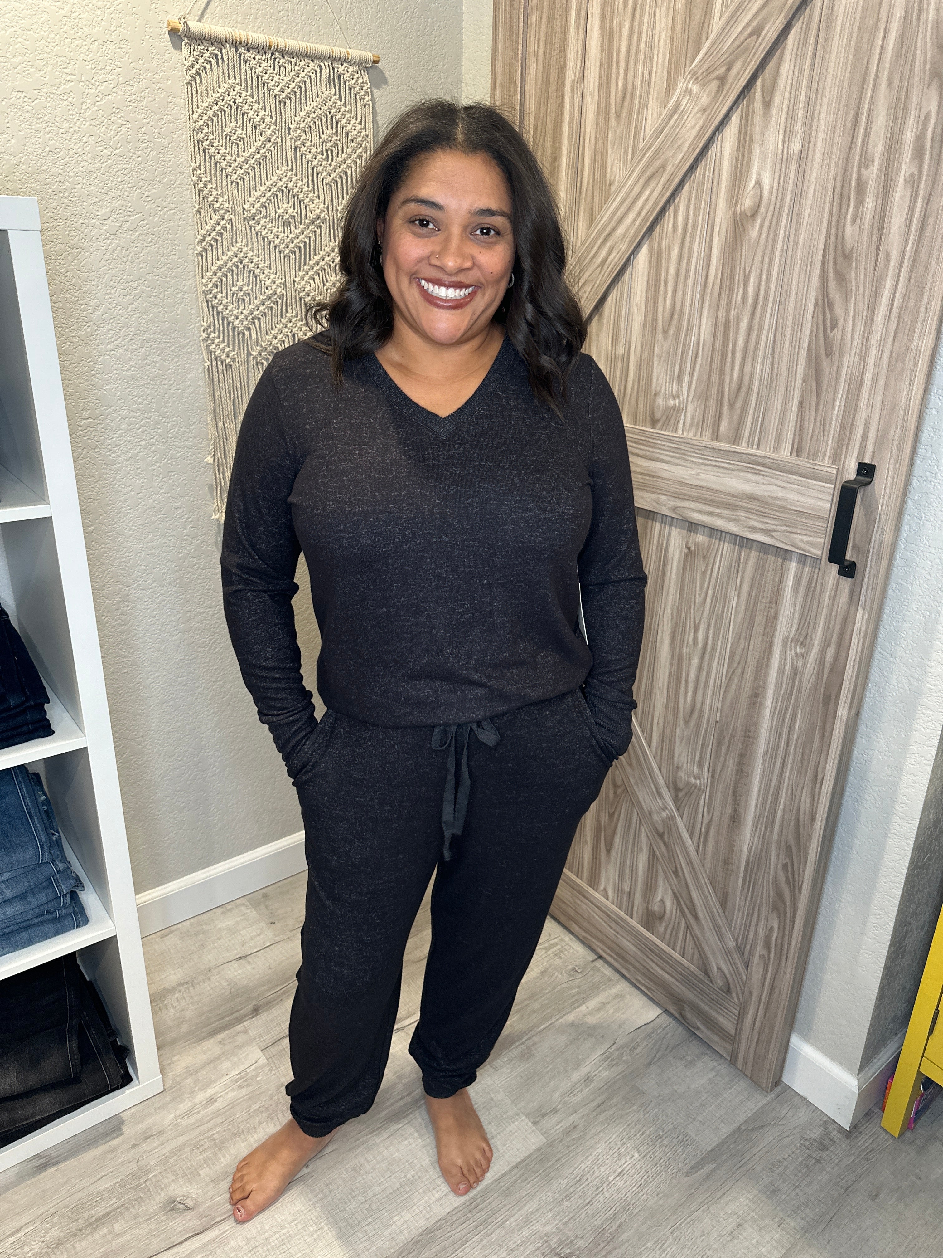 Size XS Charcoal Grey 2 Piece Sweater Pants Lounge Set