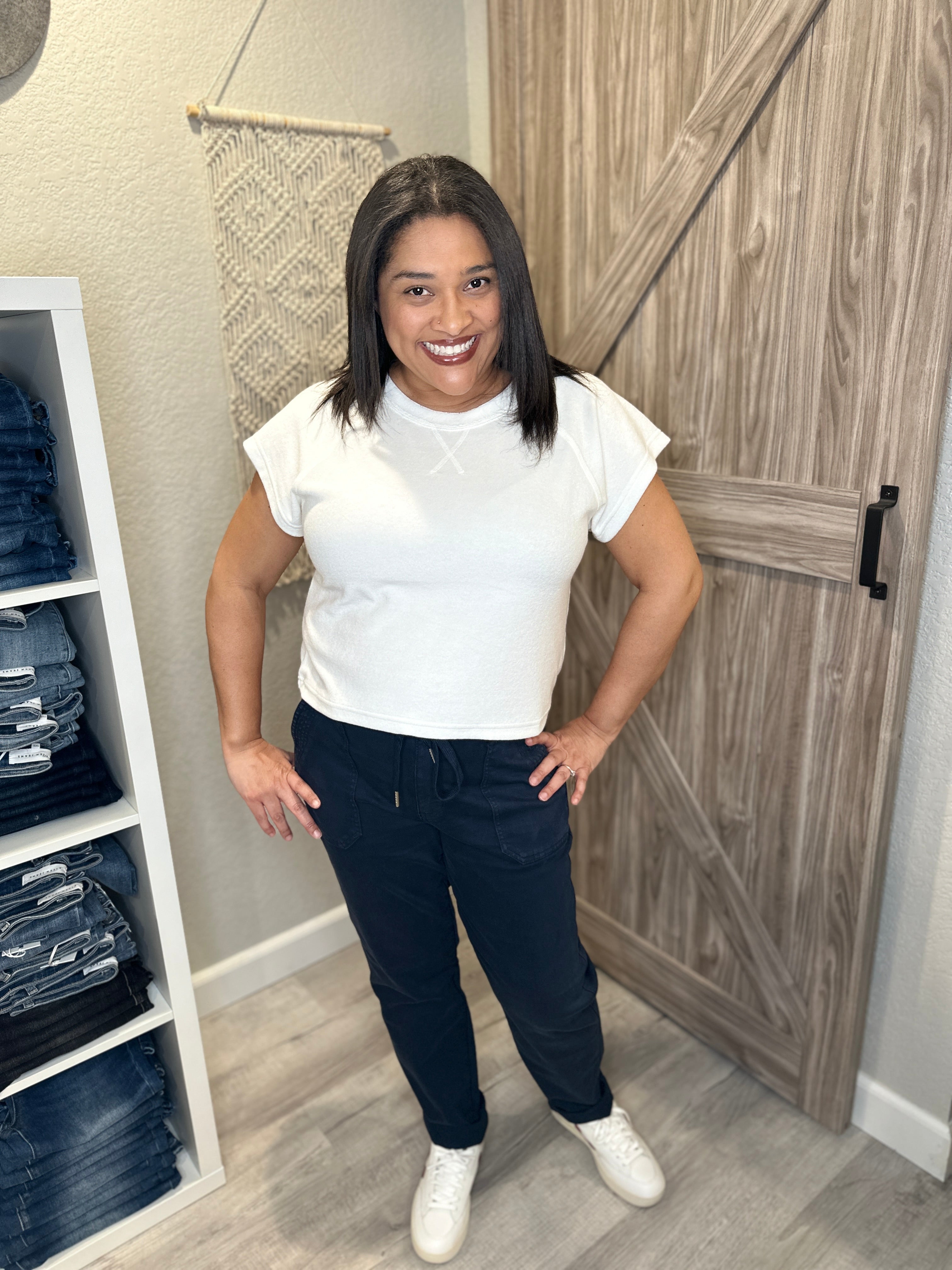 Judy Blue Navy High Waist Garment Dyed Cuffed Denim Jogger