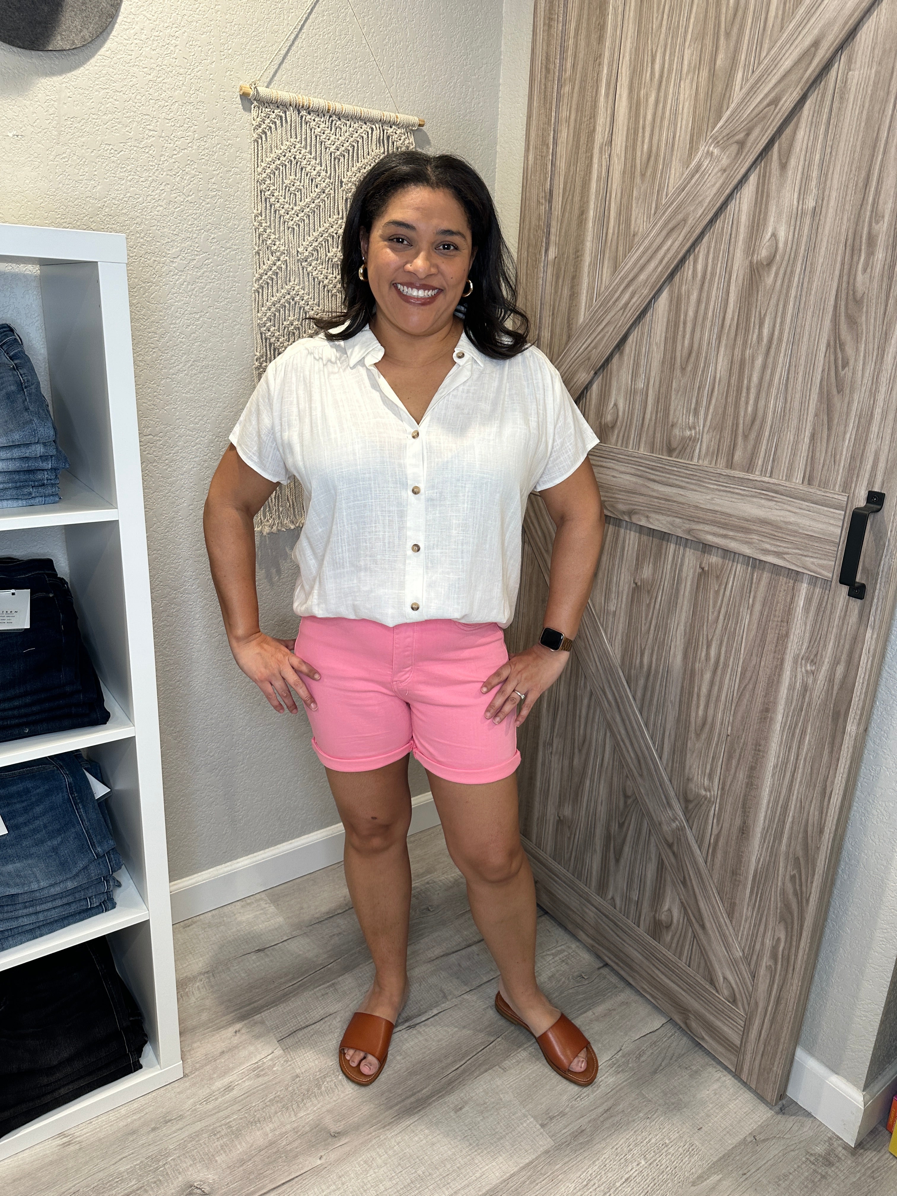 Judy Blue High Rise Tummy Control Pink Garment Dyed Shorts *Sz Small-3XL*