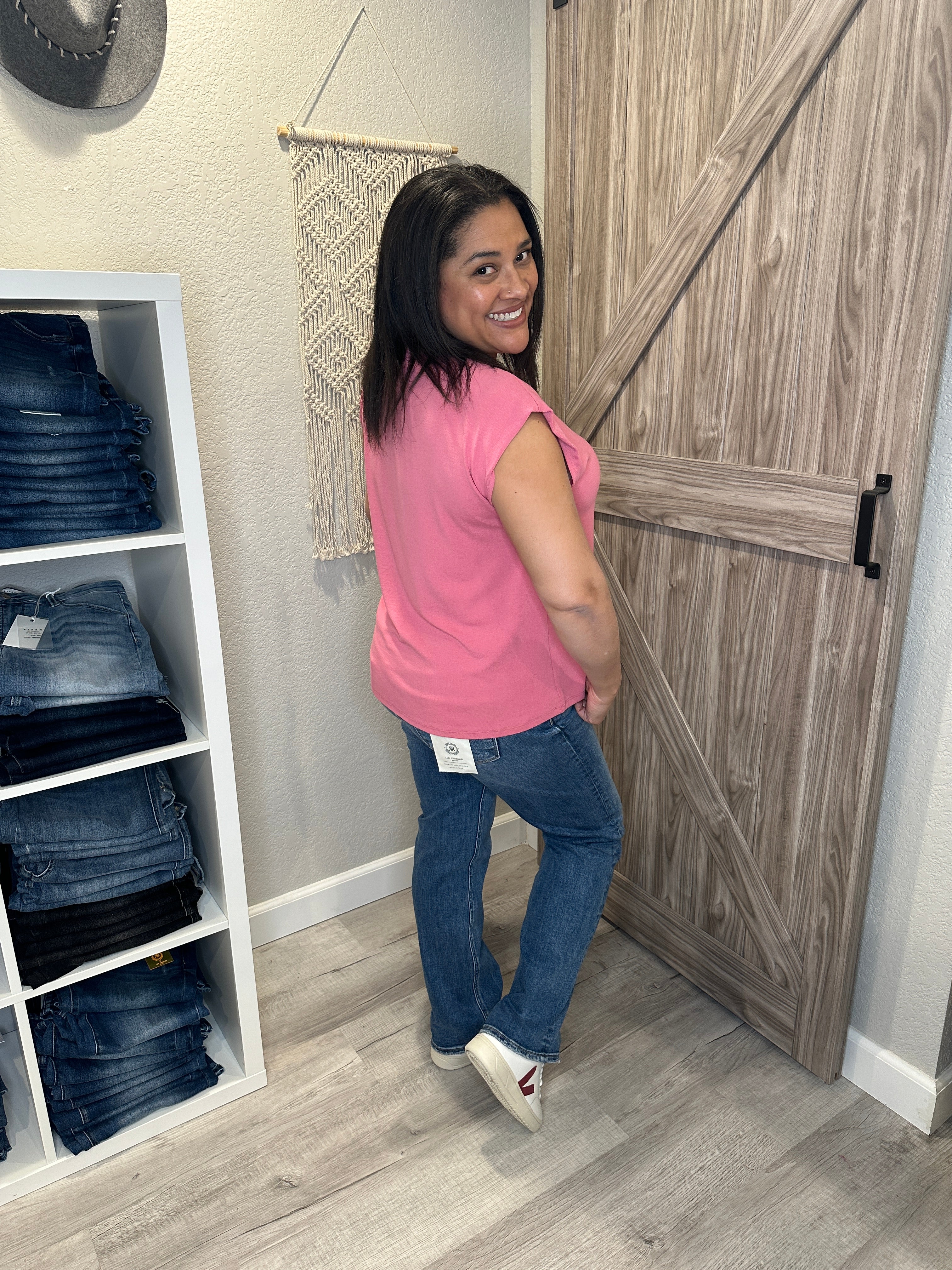 Pink Sleeveless Viscose Boxy Top