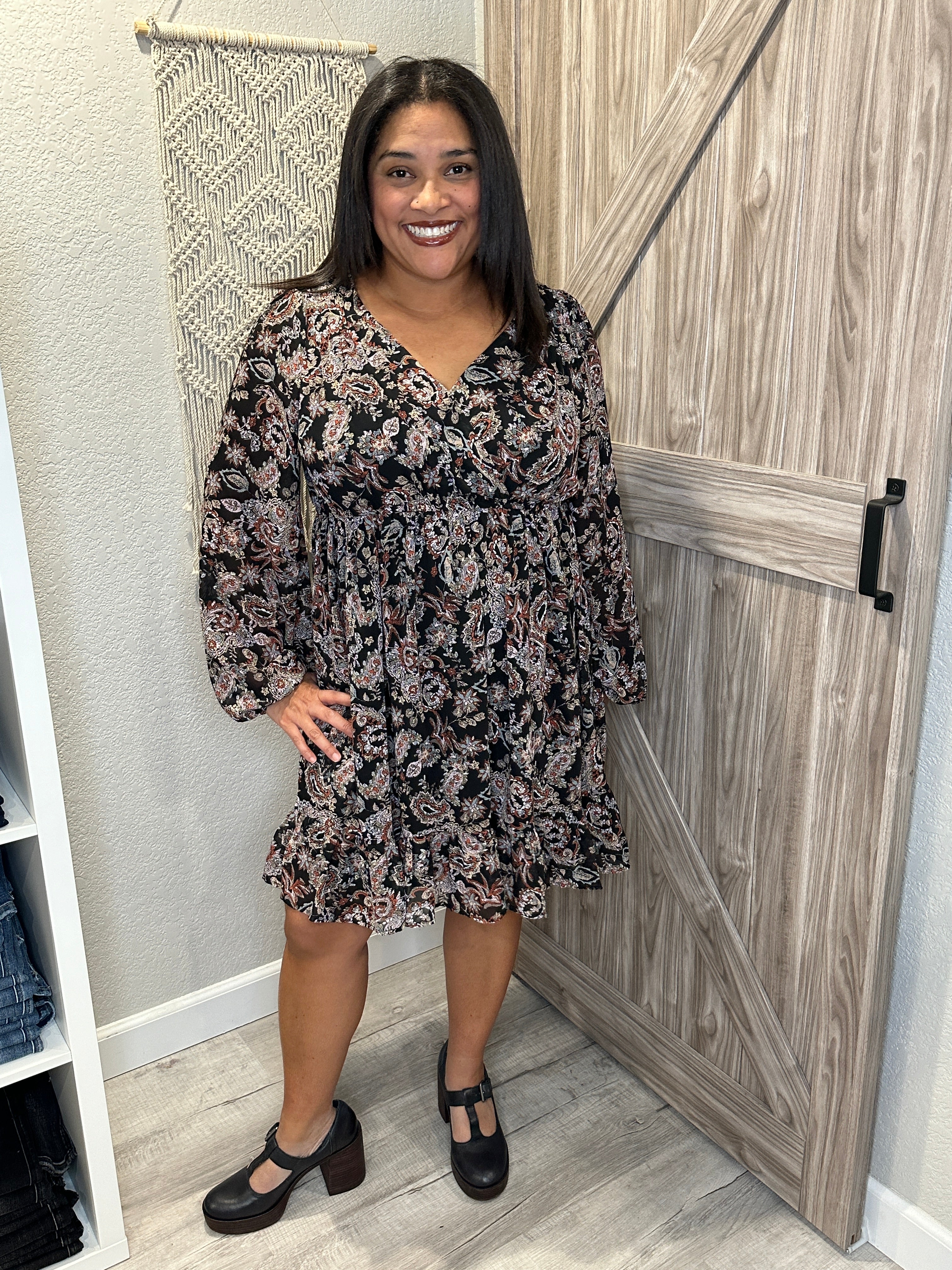 Romantic Vibes Fall Abstract Paisley Dress