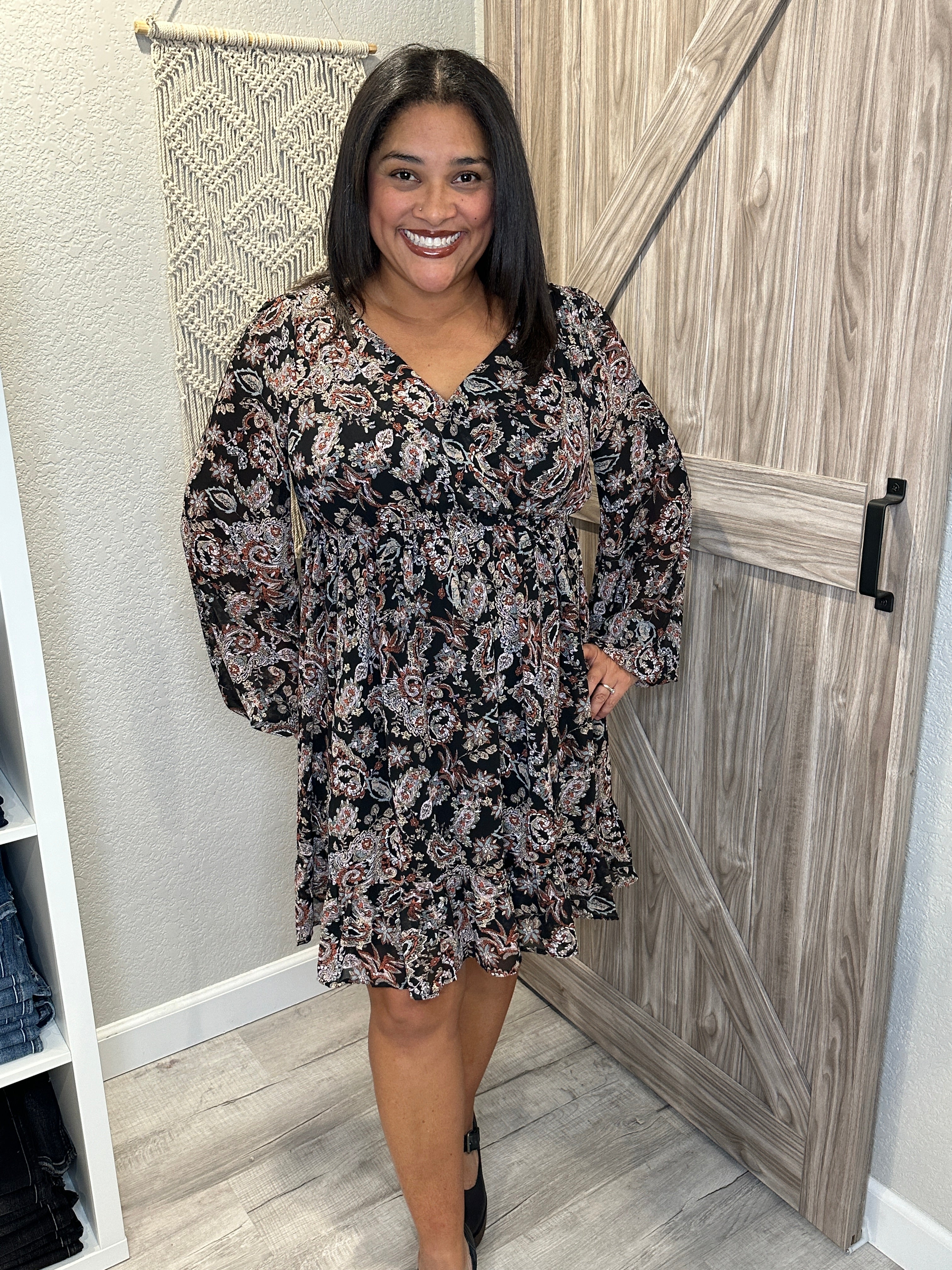 Romantic Vibes Fall Abstract Paisley Dress