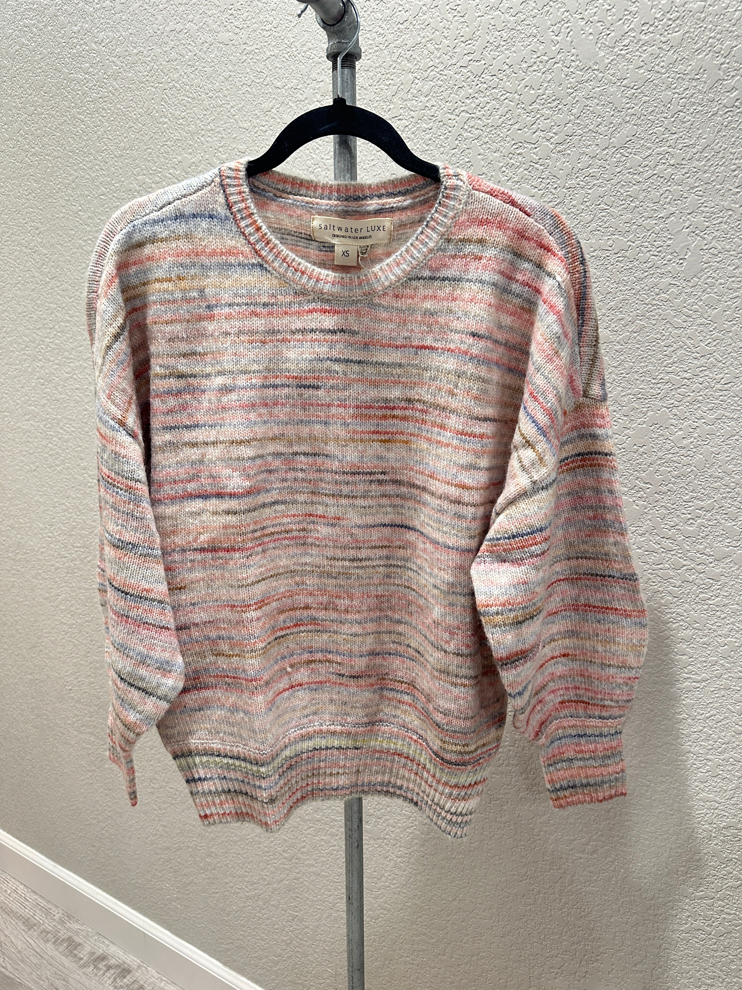 Size XS Saltwater Luxe Cheri Multicolor Stripe Crewneck Sweater