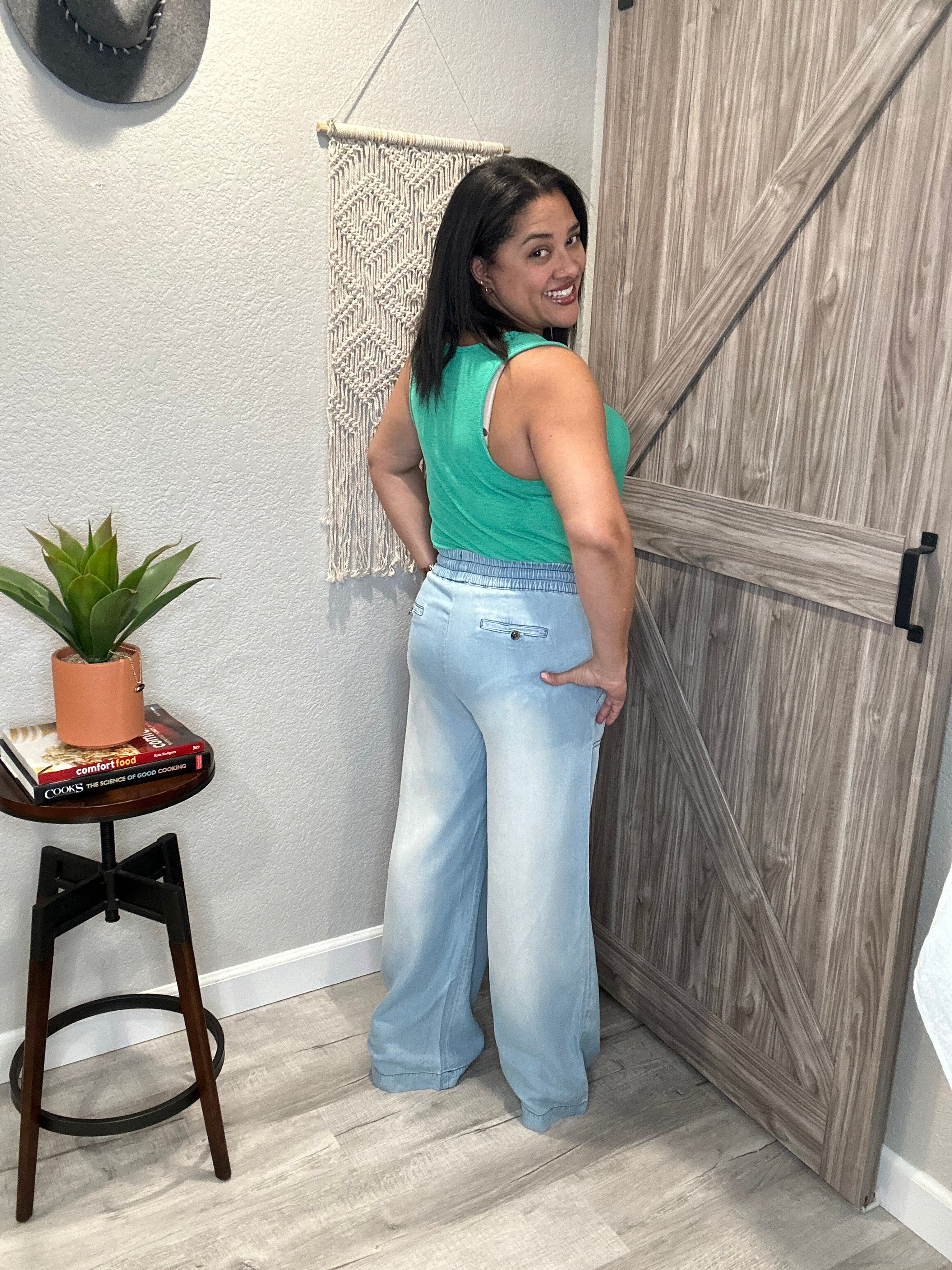 Ribbed Racer Back Semi Sheer Scoop Tunic Tank