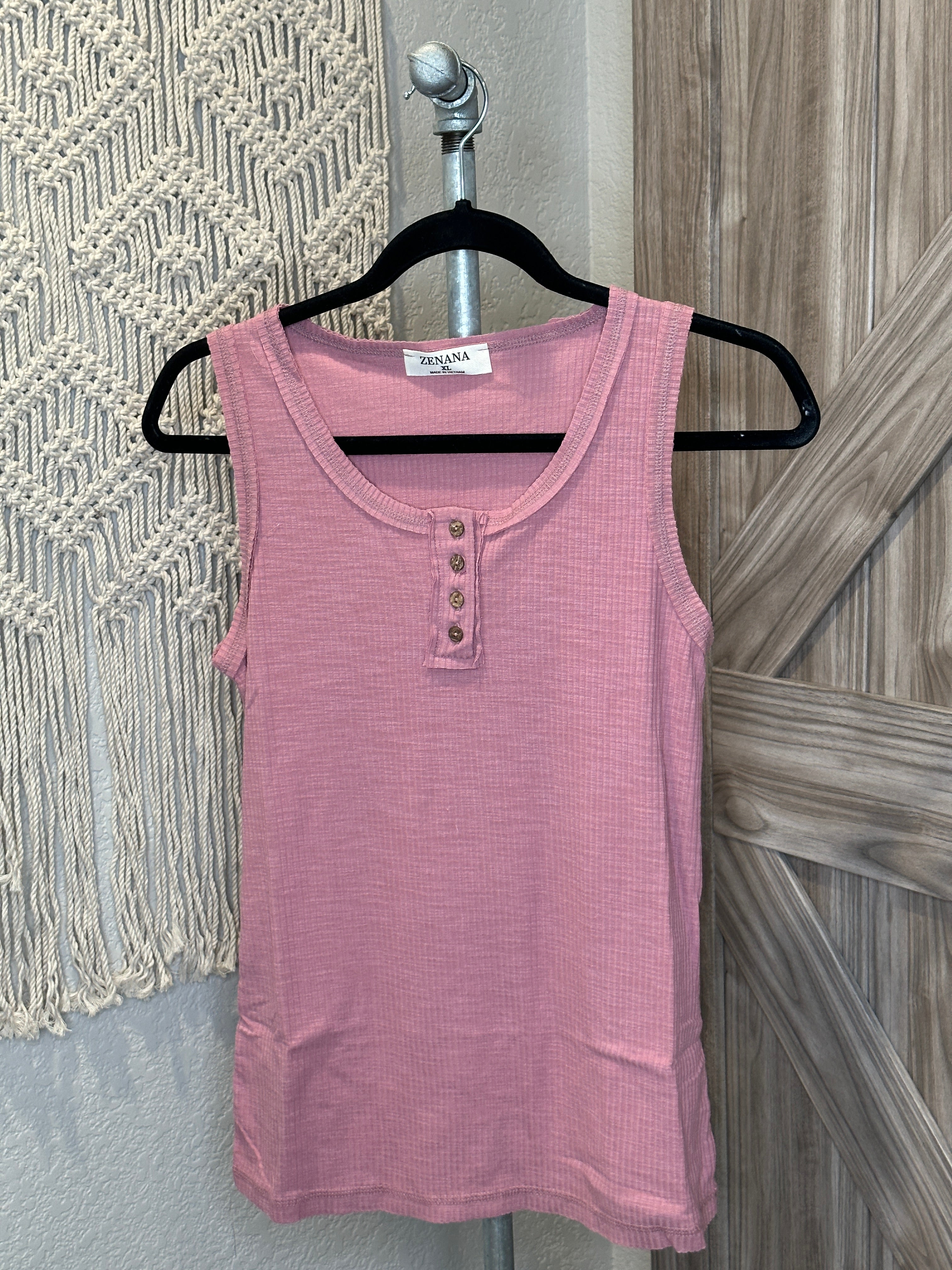 Fitted Summer Ribbed Tank Top with Button Details