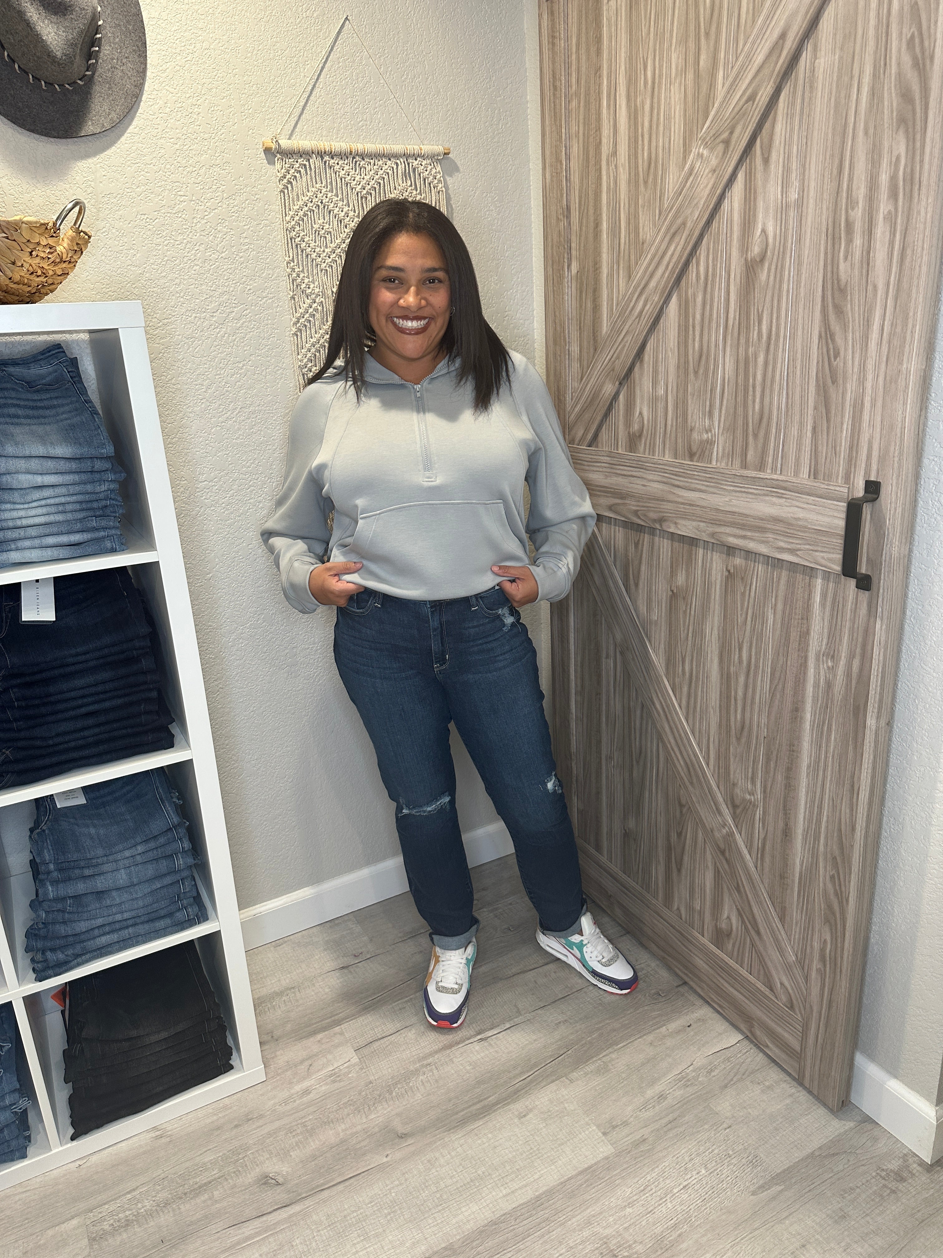 Judy Blue High Rise Dark Destroyed Boyfriend Denim Jeans