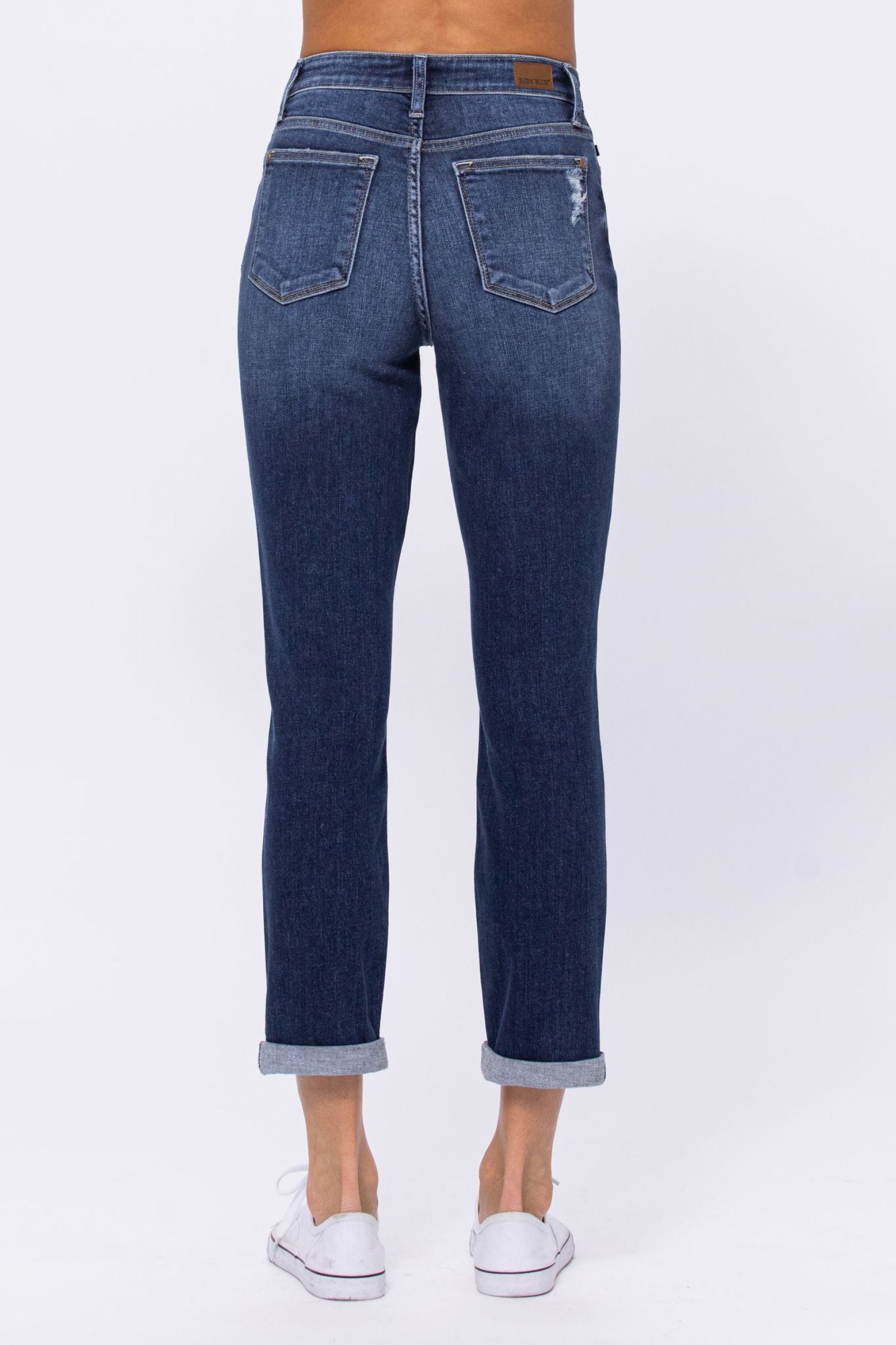 Judy Blue High Rise Dark Destroyed Boyfriend Denim Jeans