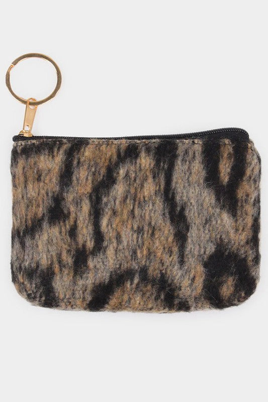 Fuzzy Animal Print Coin Purse