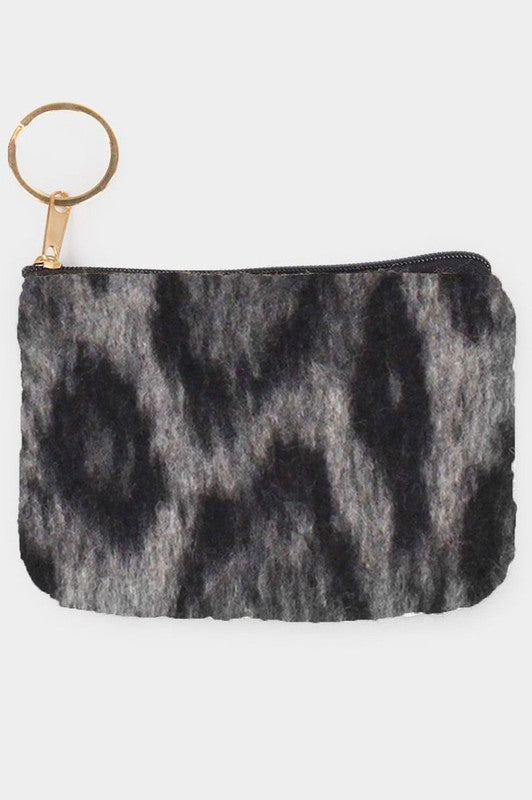 Fuzzy Animal Print Coin Purse