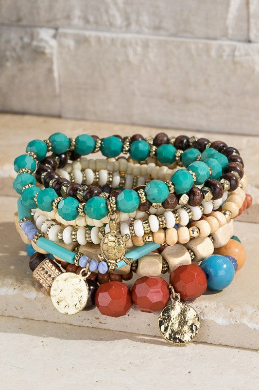 Lucky Turtle Charm Set of 10 Bracelets