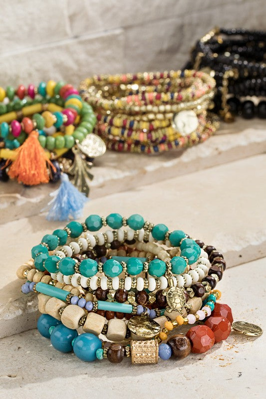 Lucky Turtle Charm Set of 10 Bracelets