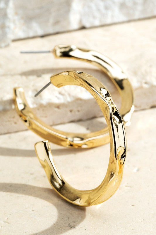 Pinched Metal Hoop Earrings