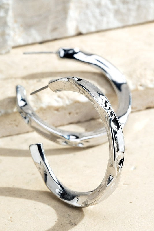 Pinched Metal Hoop Earrings