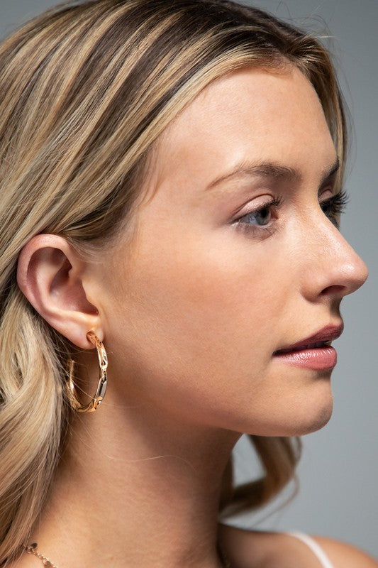 Pinched Metal Hoop Earrings
