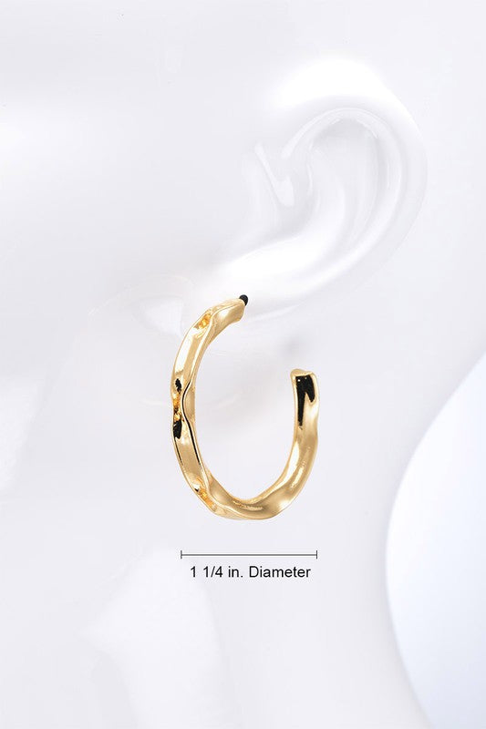 Pinched Metal Hoop Earrings