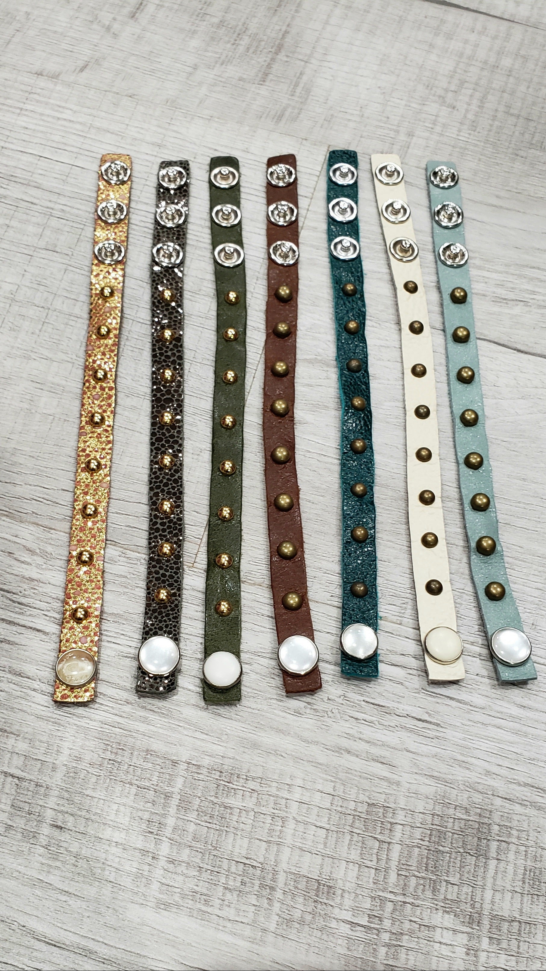 Leather Snap Bracelets with Grommets