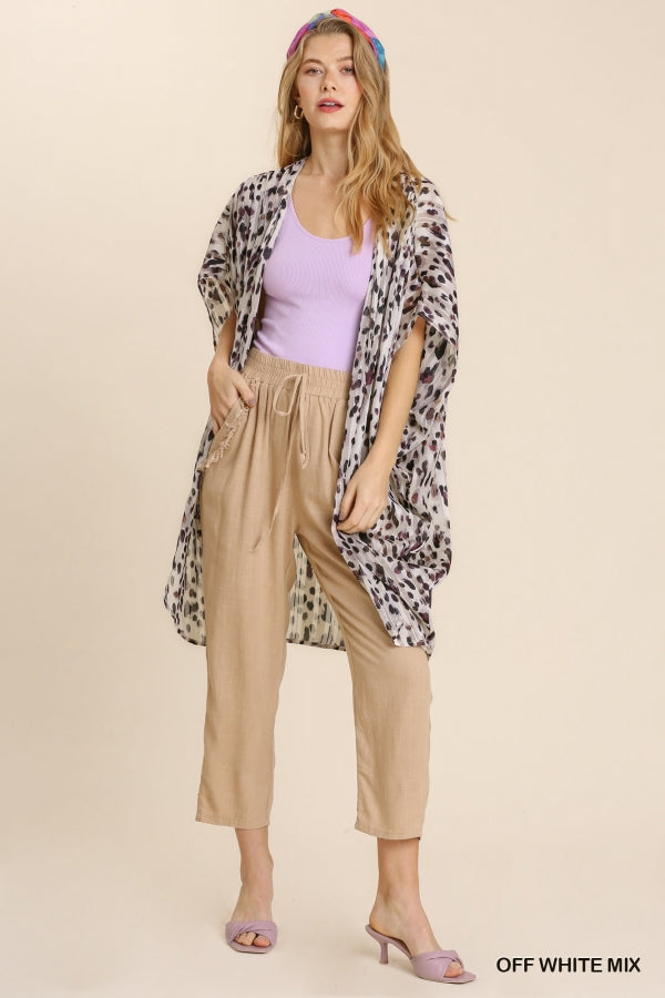 Shimmer Animal Print Short Sleeve Cocoon Kimono