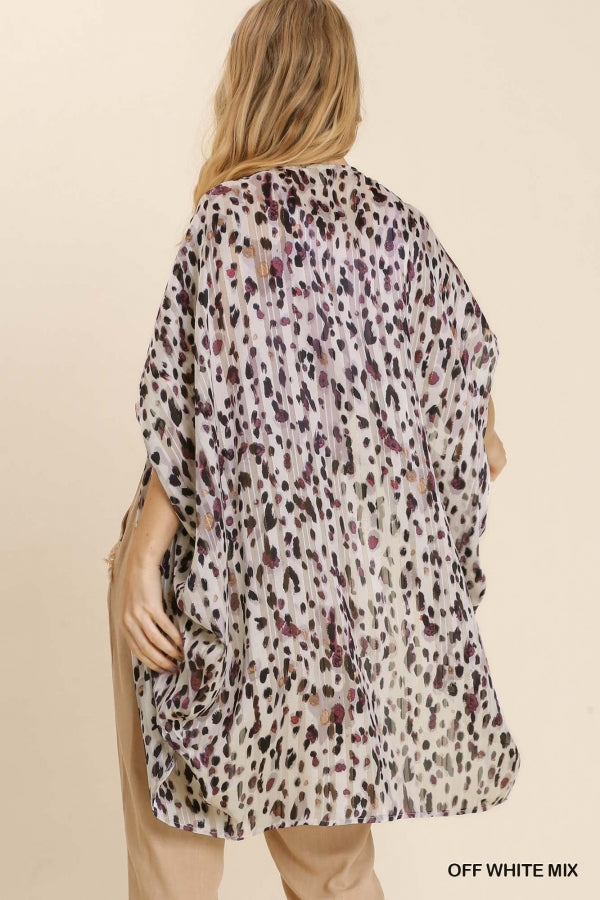 Shimmer Animal Print Short Sleeve Cocoon Kimono