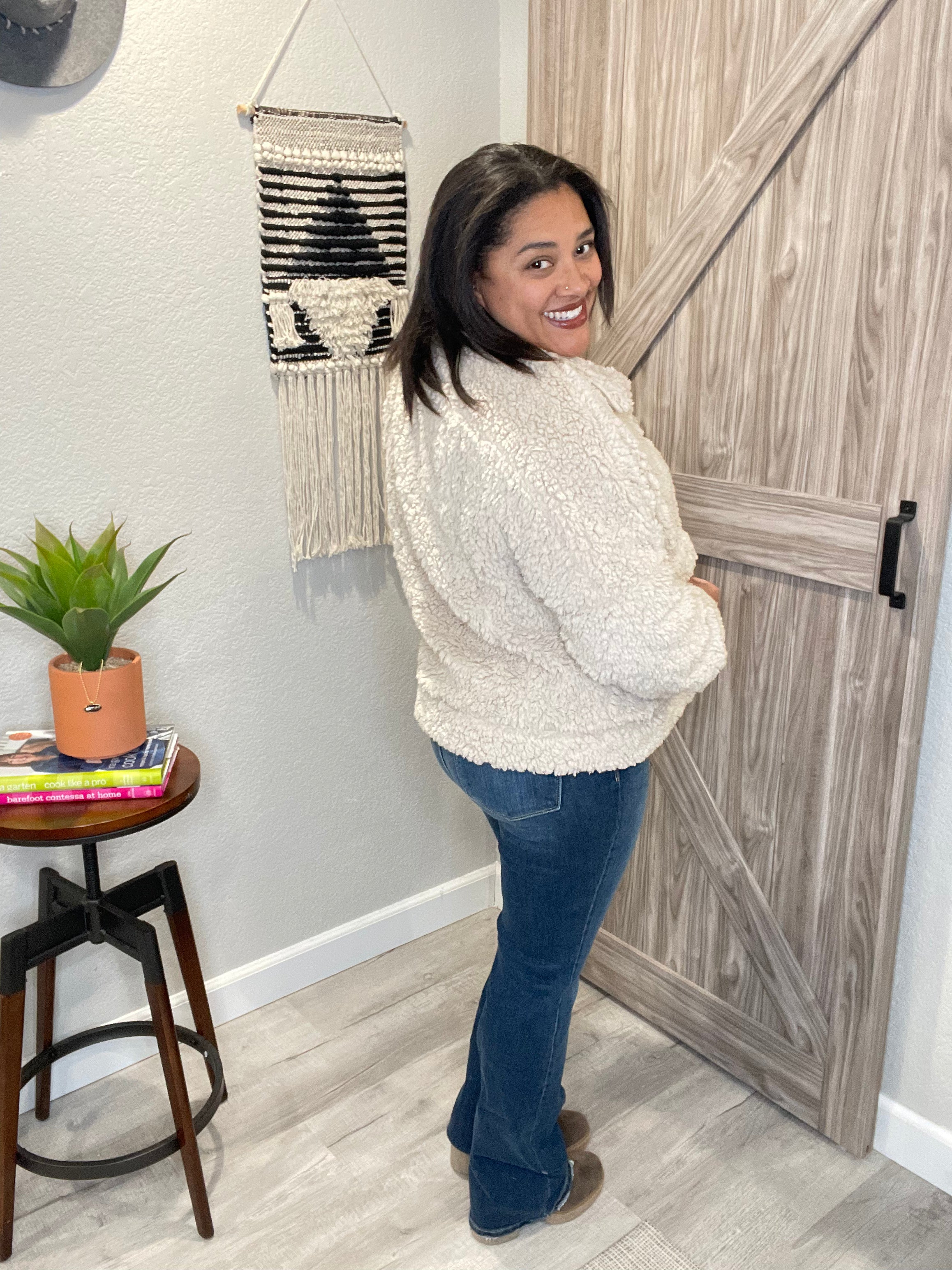 Size XS & Medium Saltwater Luxe Natural Sherpa Button Up Jacket