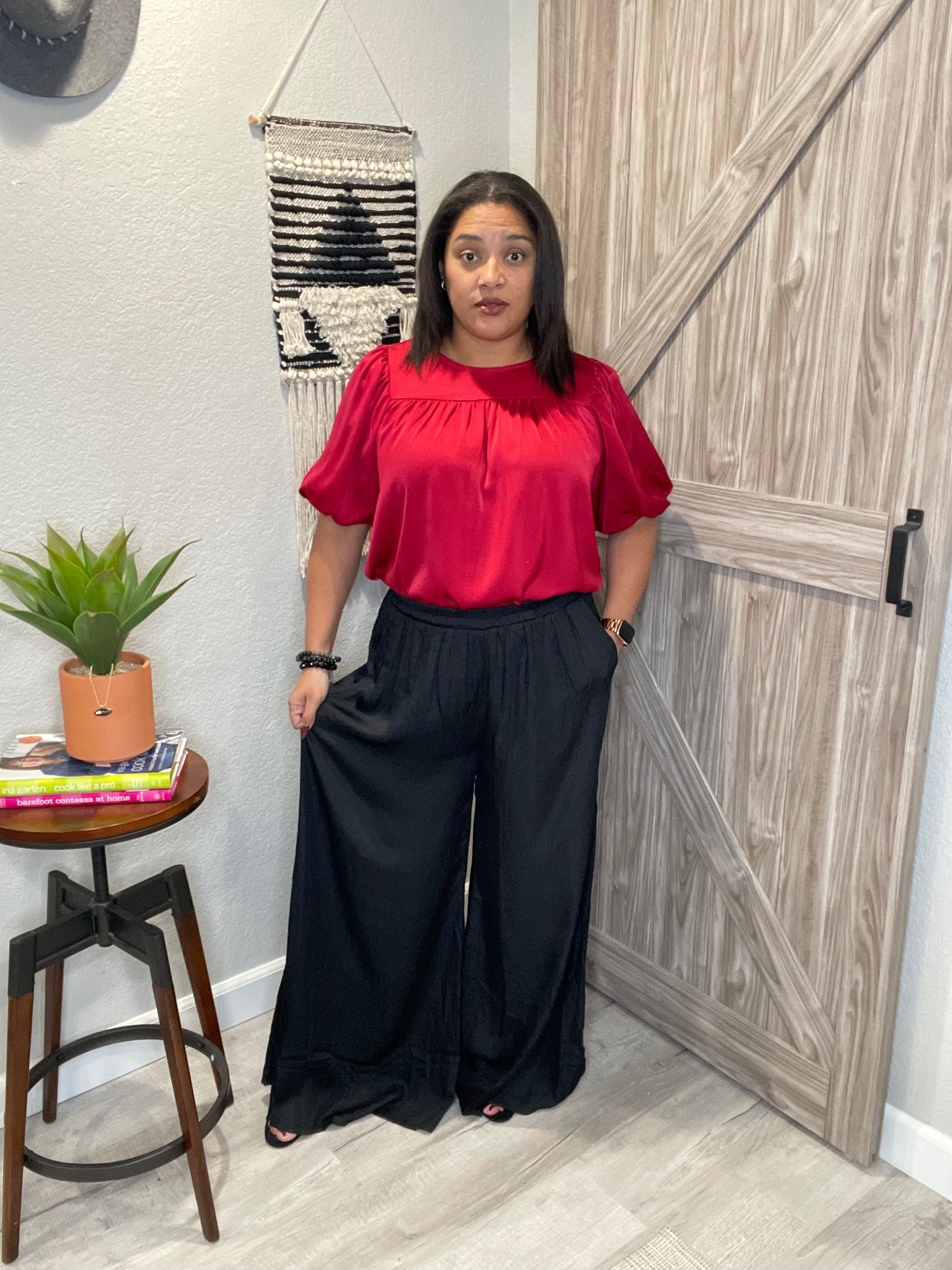 Shine Satin Palazzo Wide Leg Pants