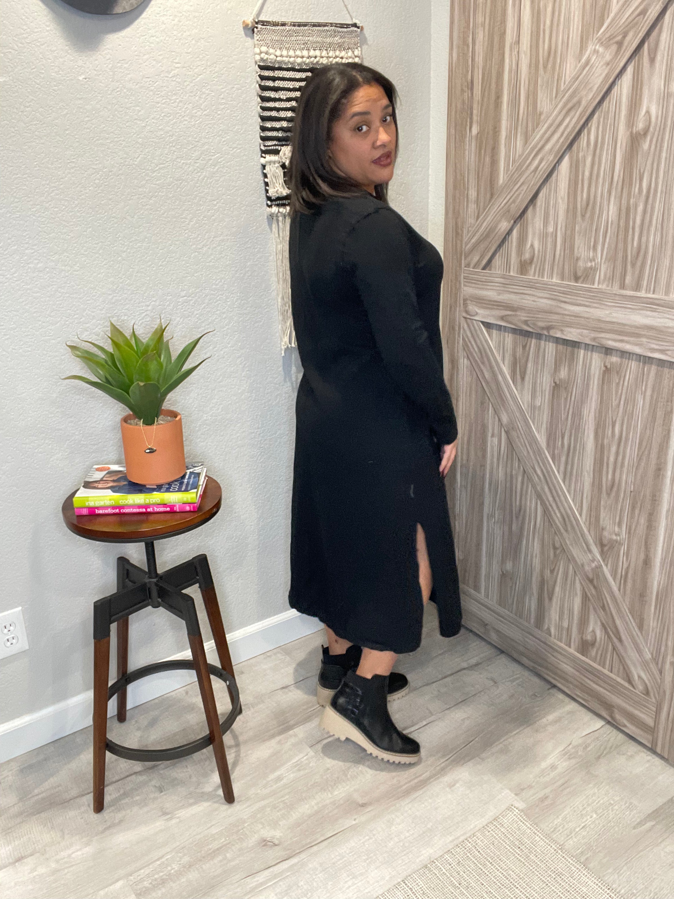 V Neck Cotton Maxi Raw Hem Dress