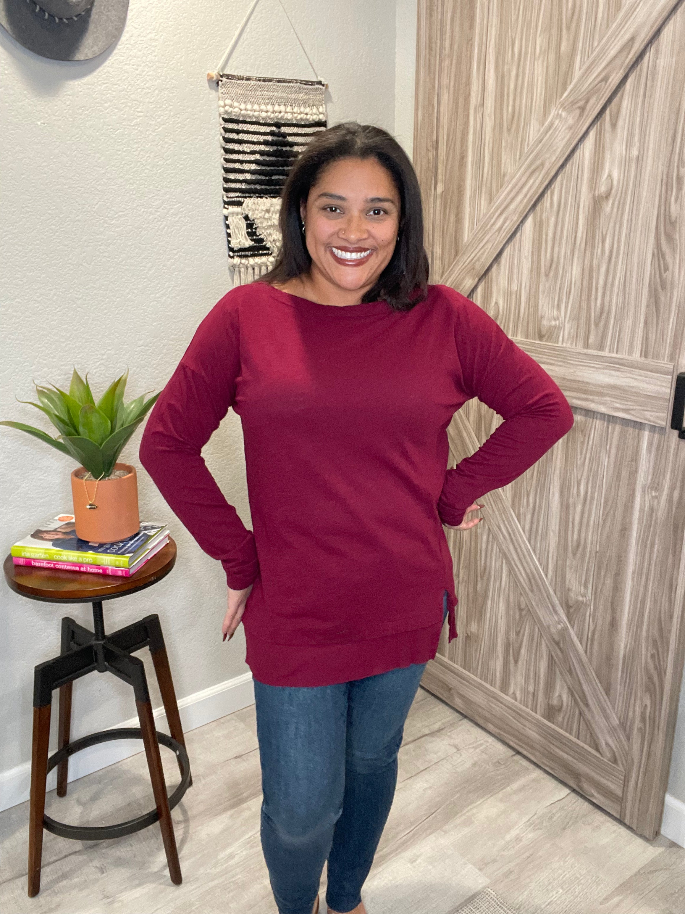 Bobi Split Hem Long Sleeve Tee