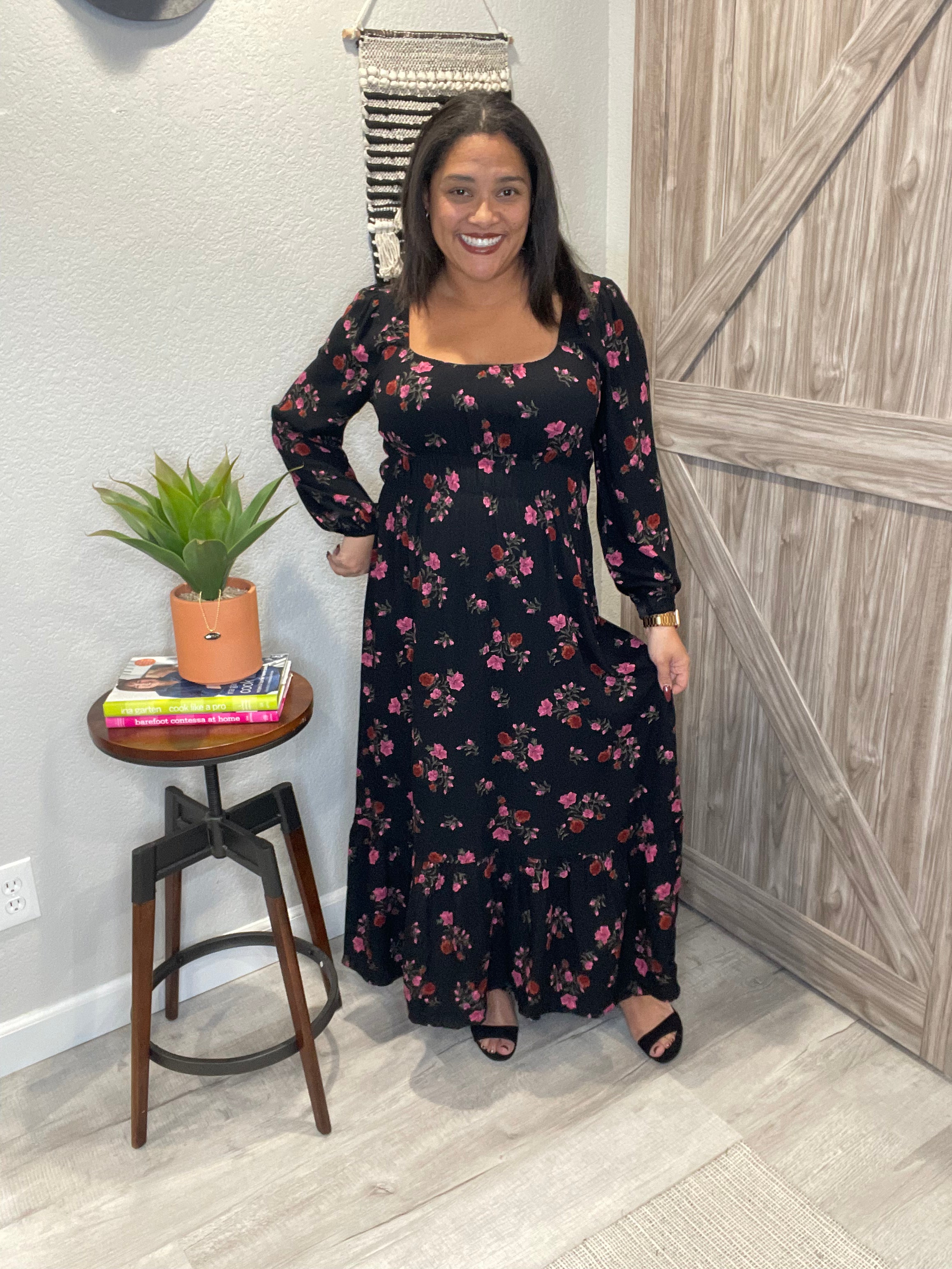 Saltwater Luxe Lenora Black & Pink Maxi Dress