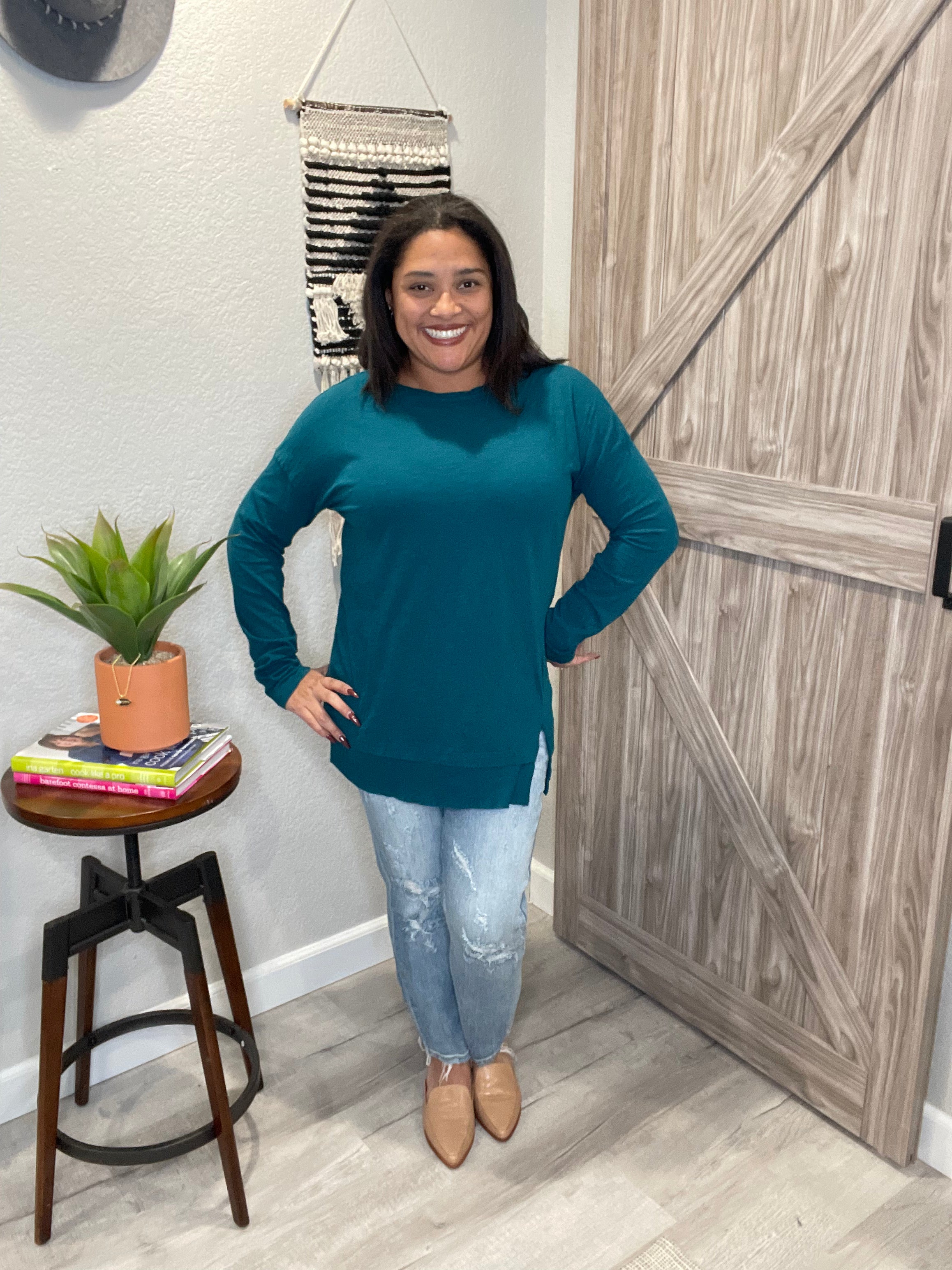 Bobi Split Hem Long Sleeve Tee
