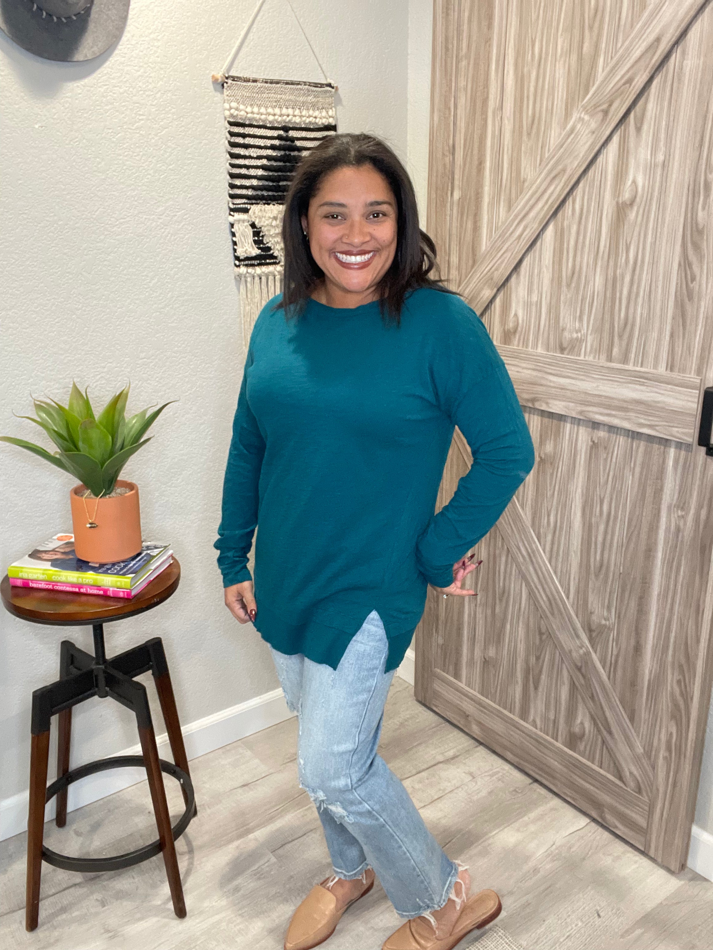Bobi Split Hem Long Sleeve Tee