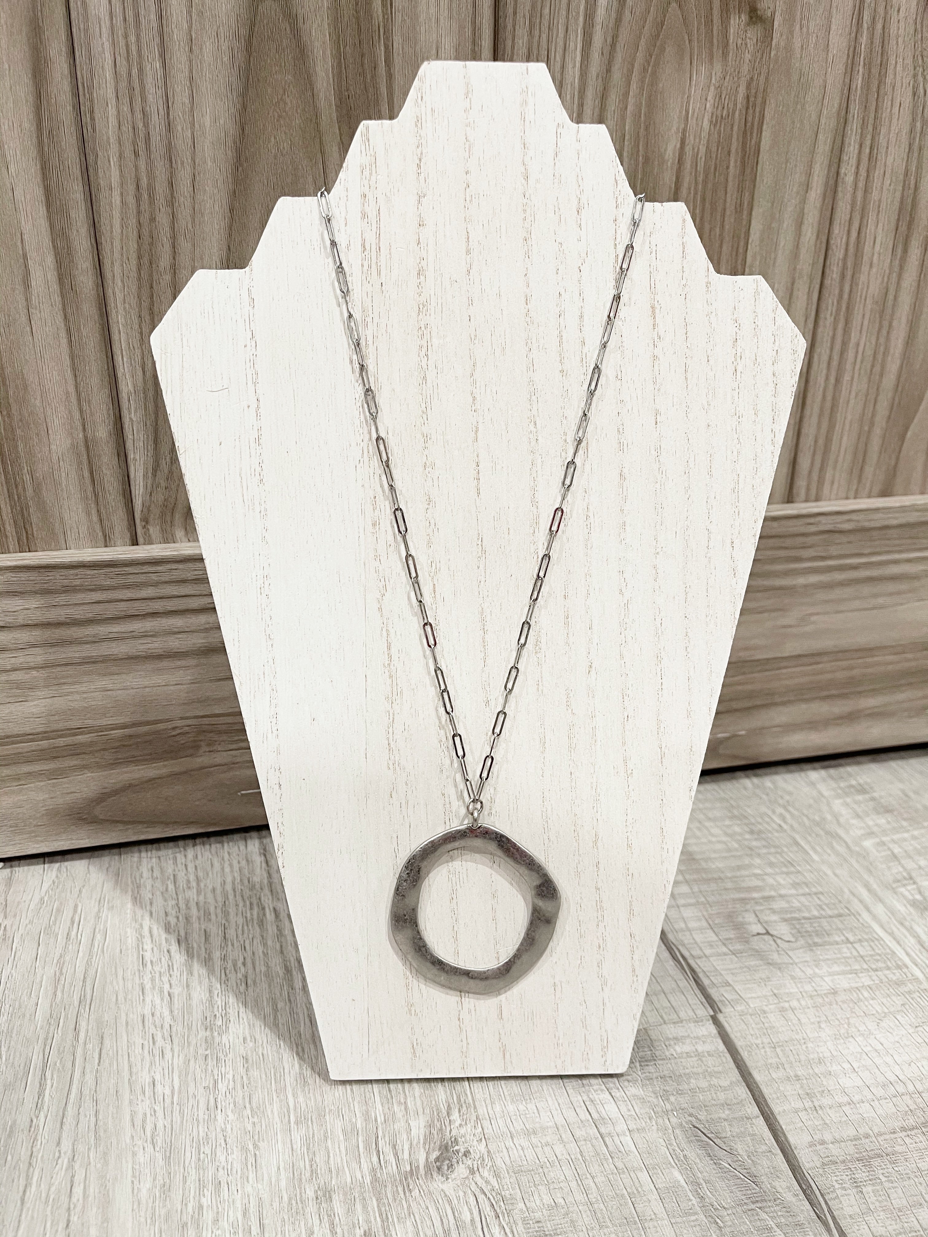 Vintage Metal Circle Long Necklace