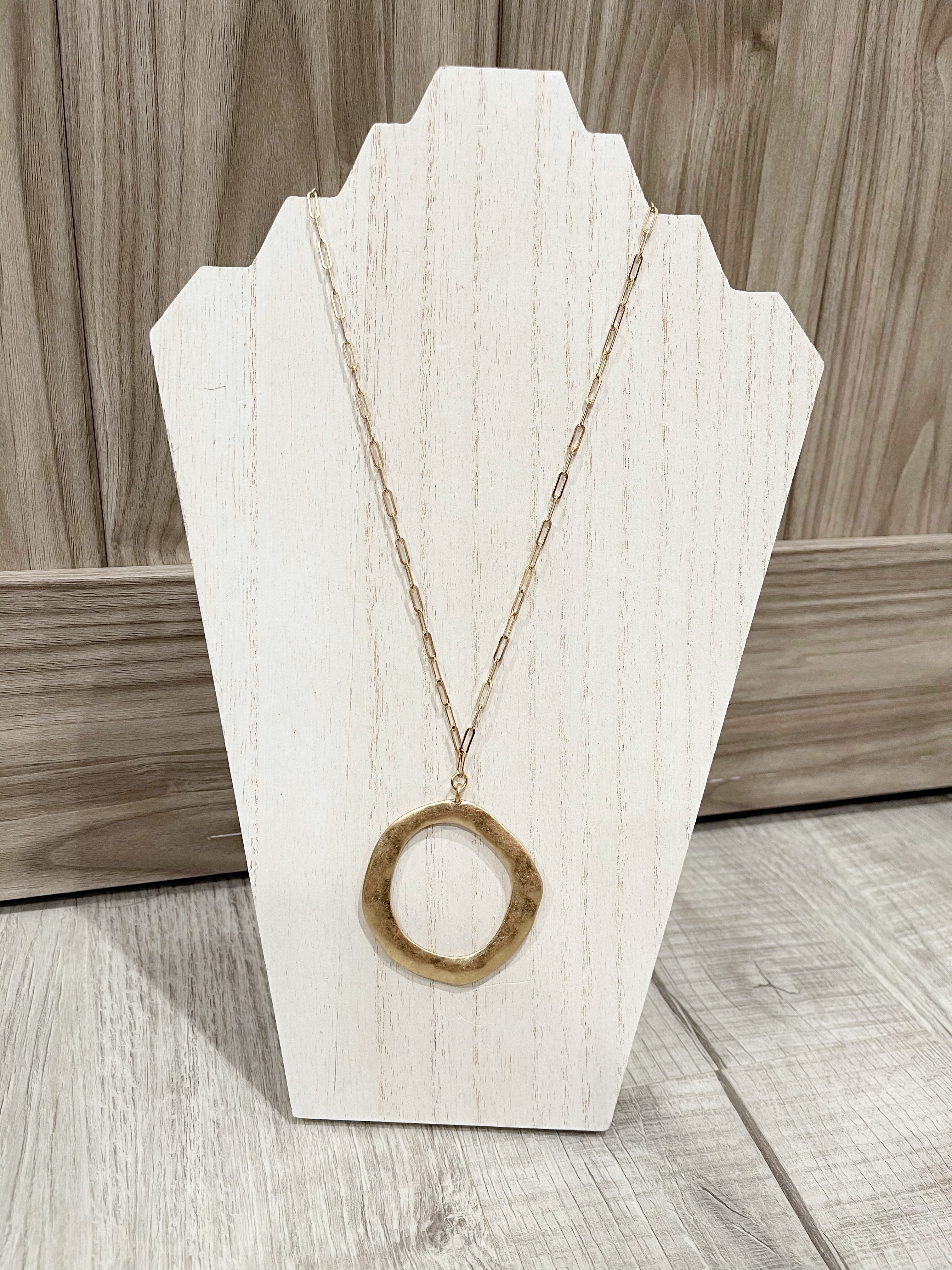 Vintage Metal Circle Long Necklace