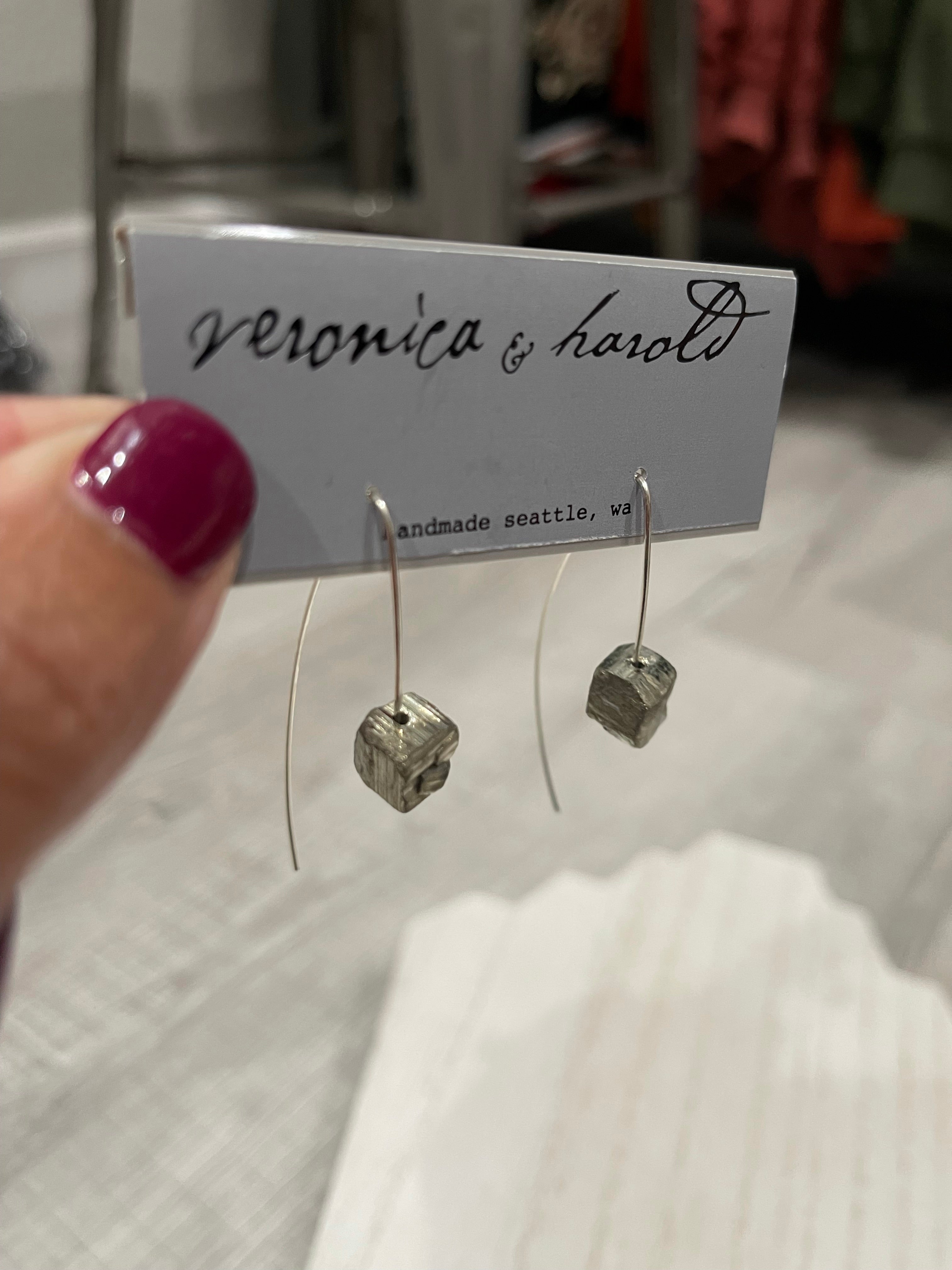 Maya Sterling Silver Pyrite Dangle Earrings