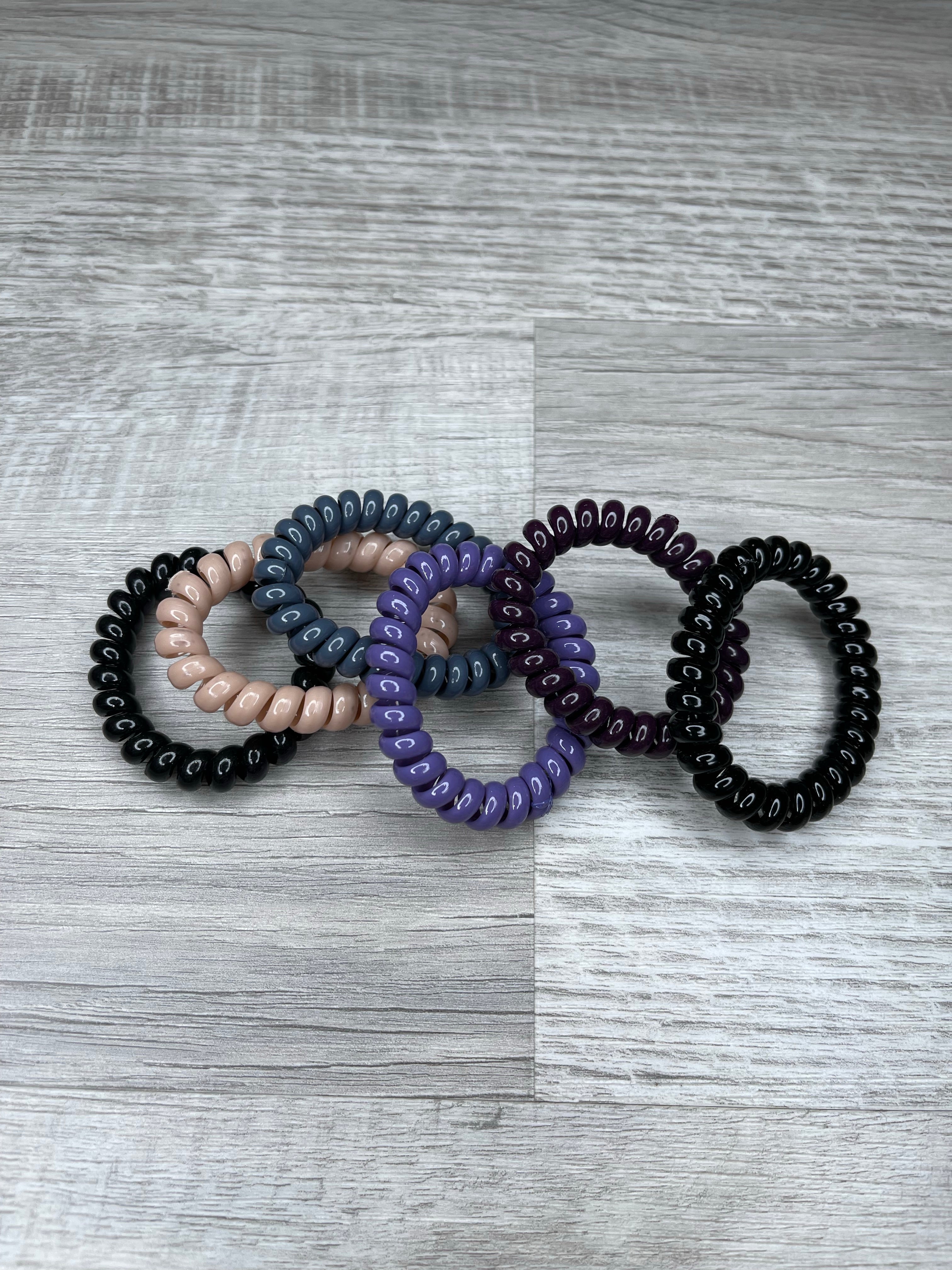 Multicolored Hair Phone Cord Coils 6 Pack