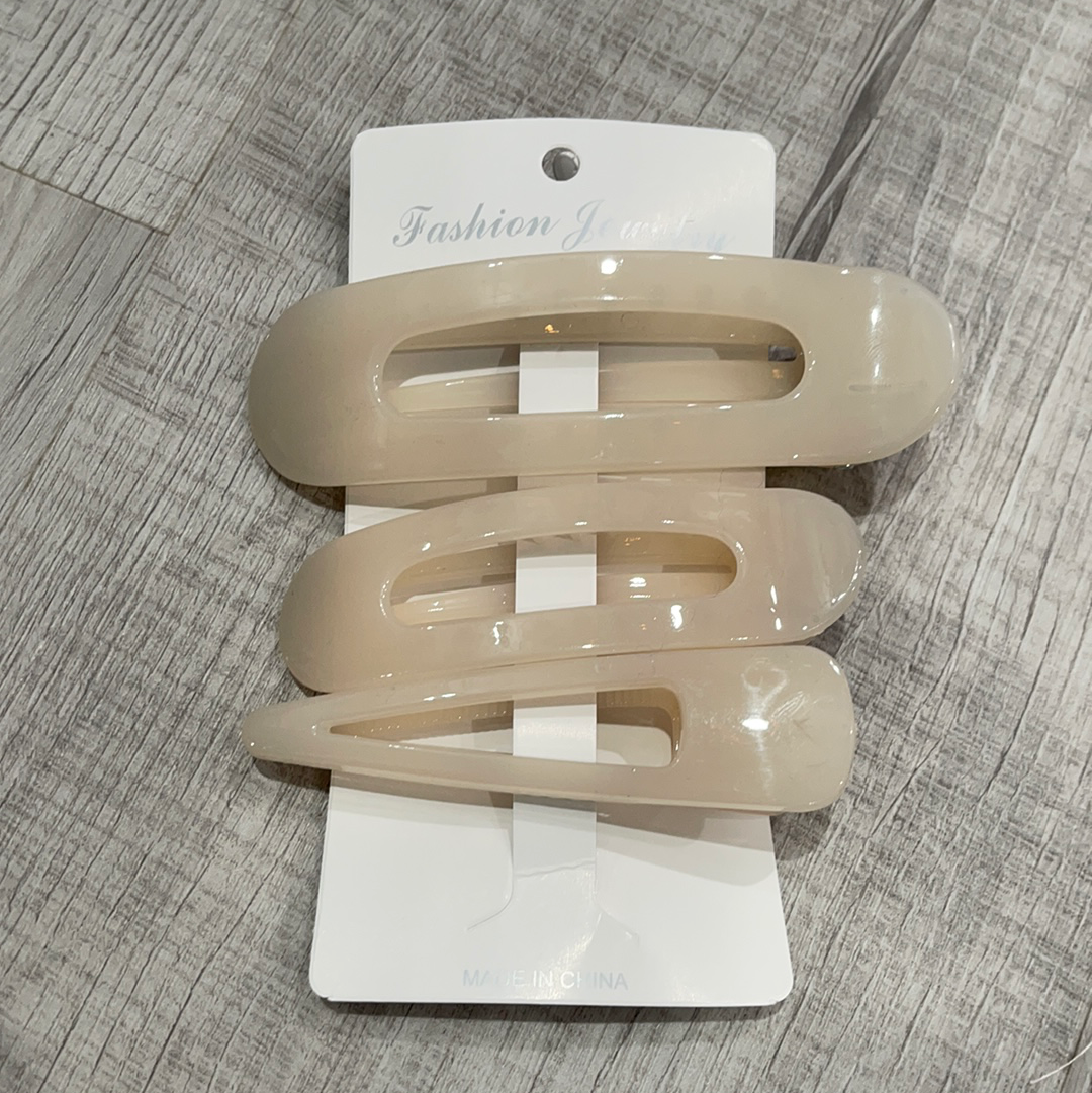 Cream 3 Piece Hair Clips Set