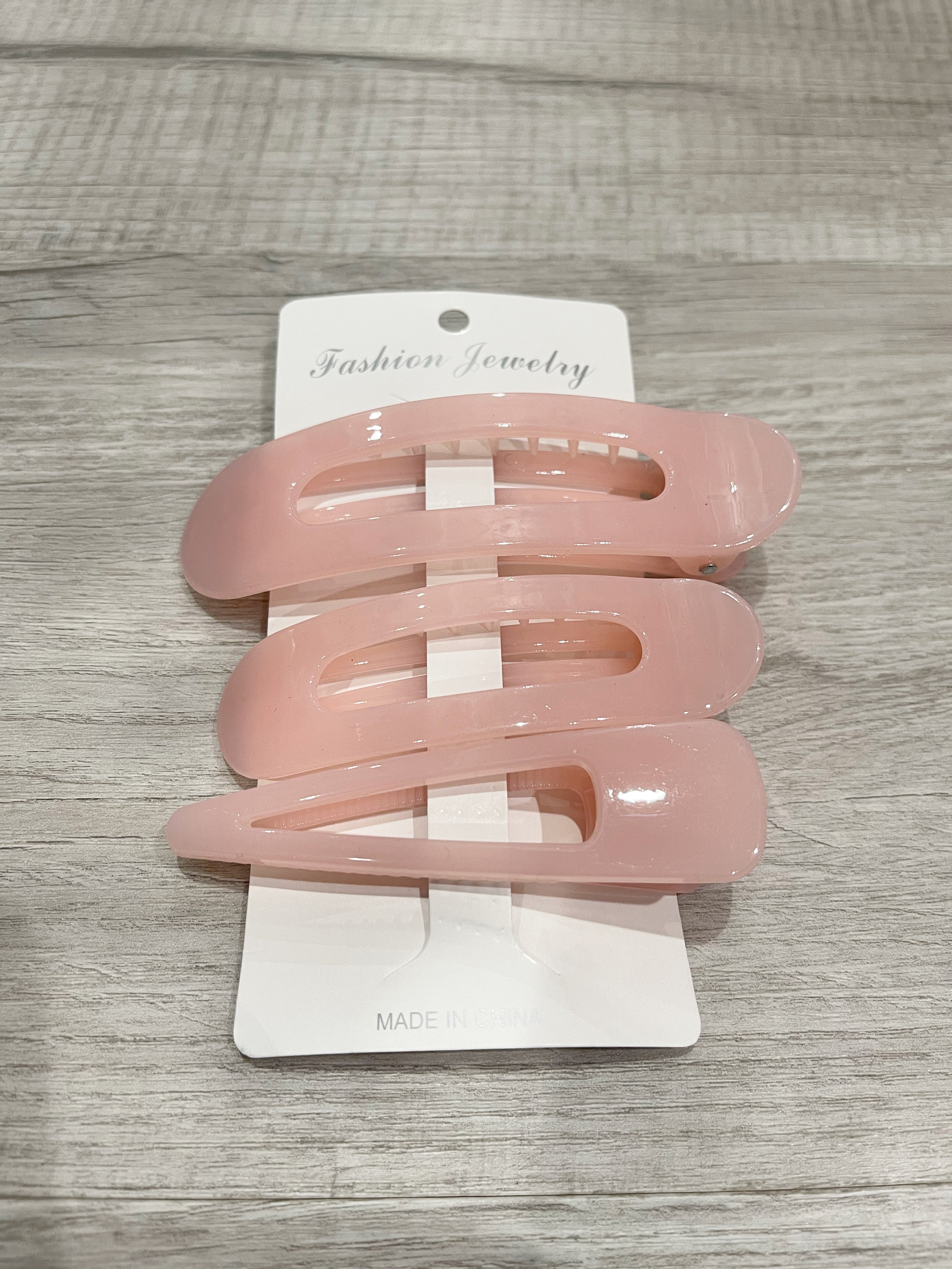 Blush Pink 3 Piece Hair Clips Set