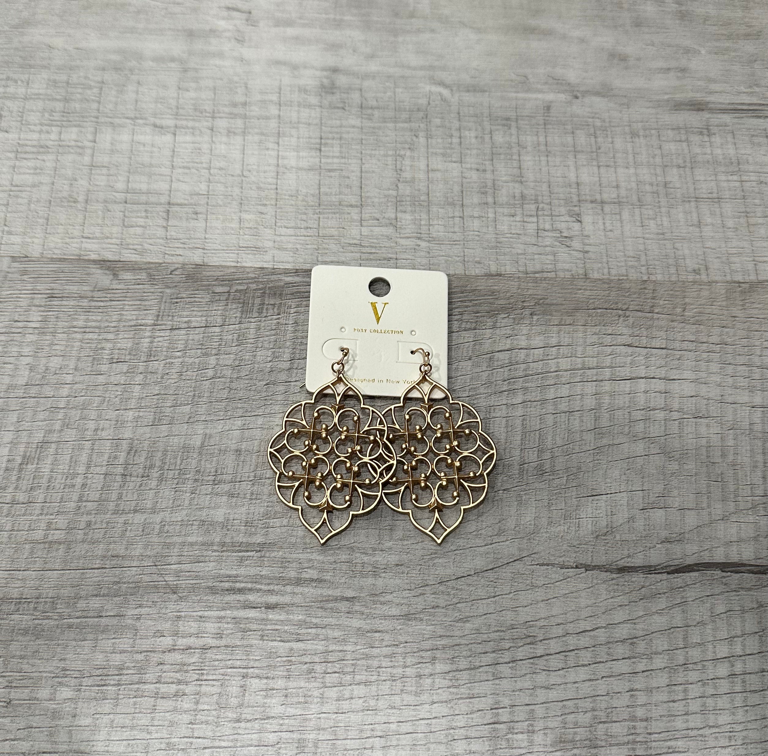 Filagree Gold Color Dangle Earrings