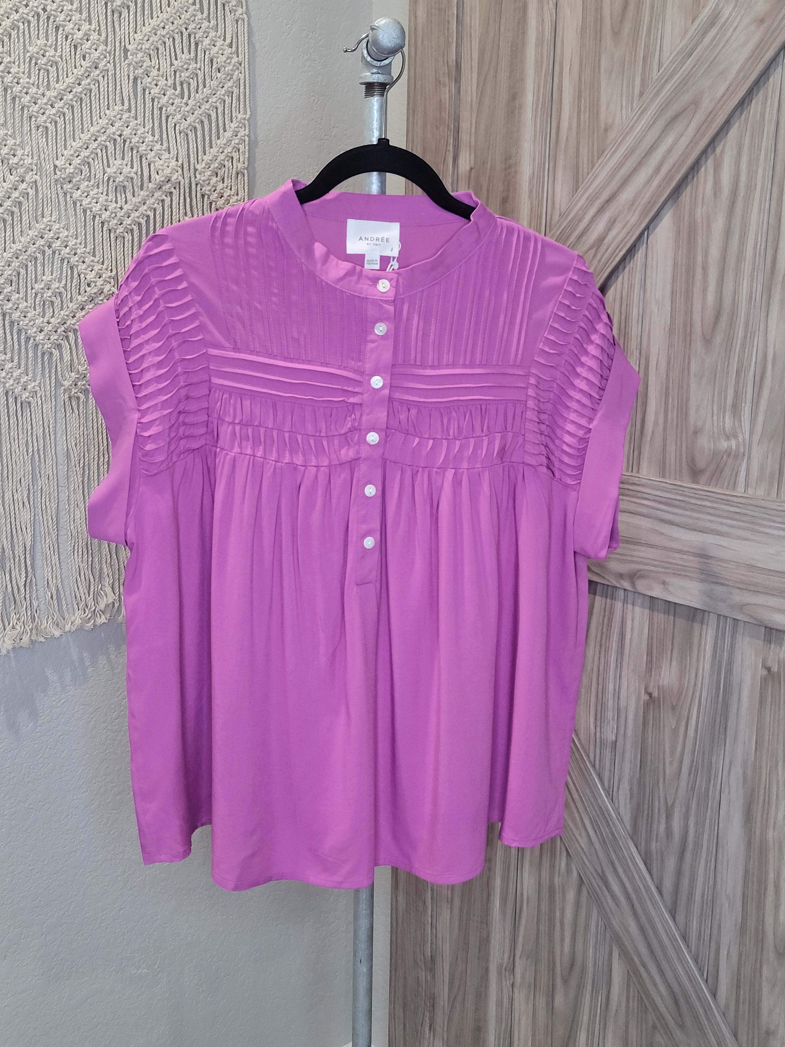 Spring Orchid Relaxed Fit Button Up Top