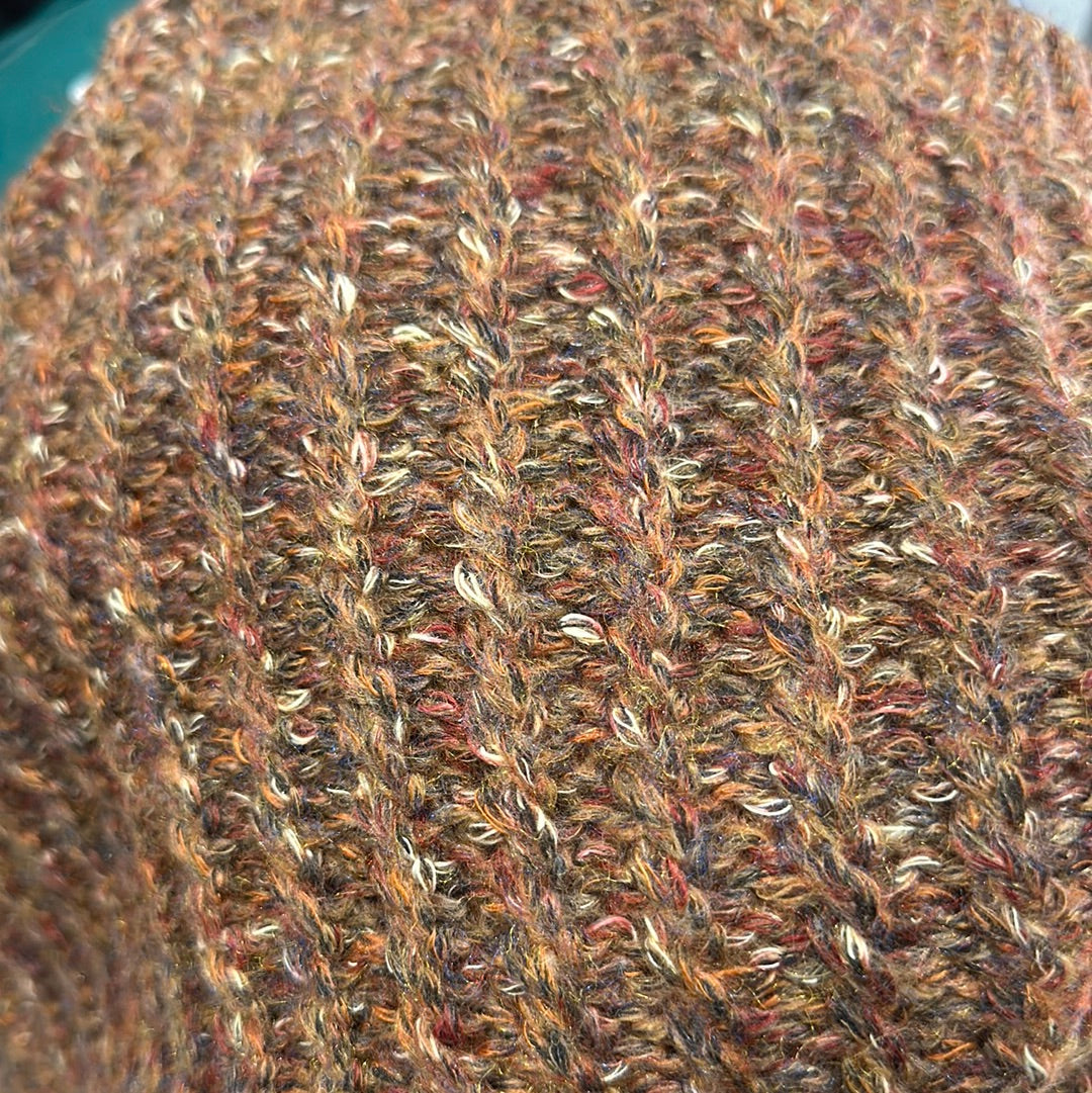 Copper Multi Color Woven Knit Crewneck Sweater
