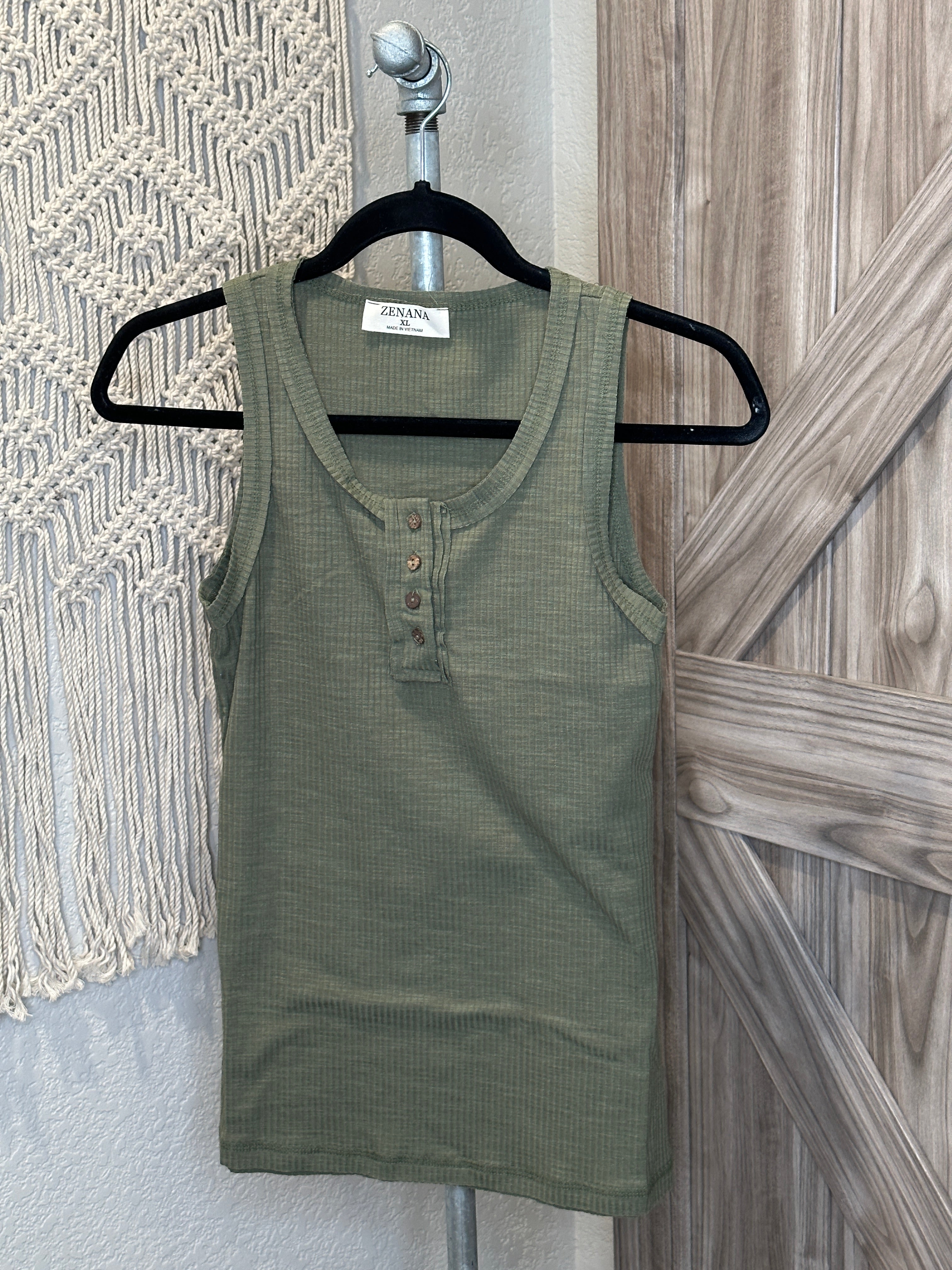Fitted Summer Ribbed Tank Top with Button Details