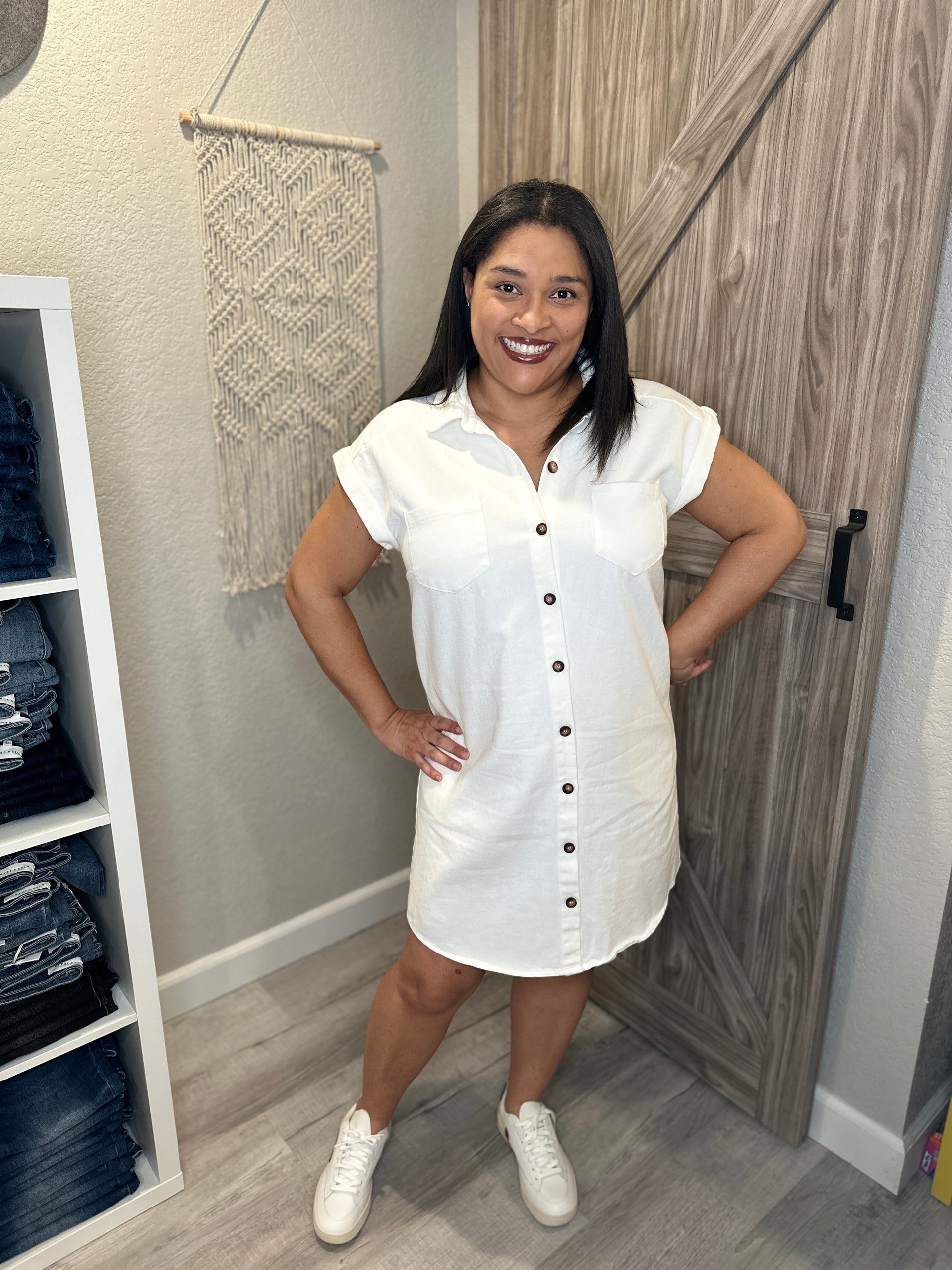off the shoulder button up shirt dress Off White Button Down Washed Twill Shirt Dress Large