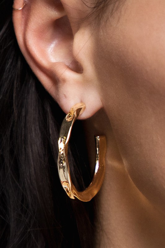 Pinched Metal Hoop Earrings