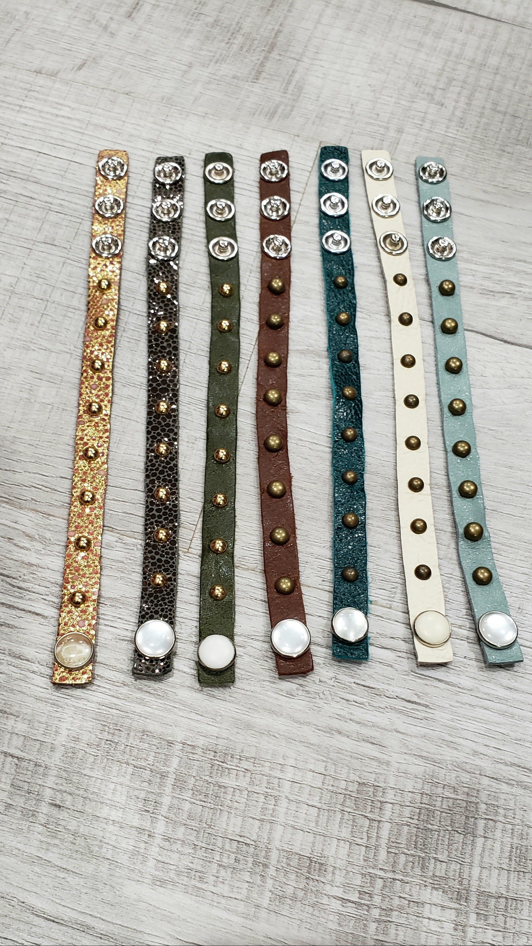 Leather Snap Bracelets with Grommets