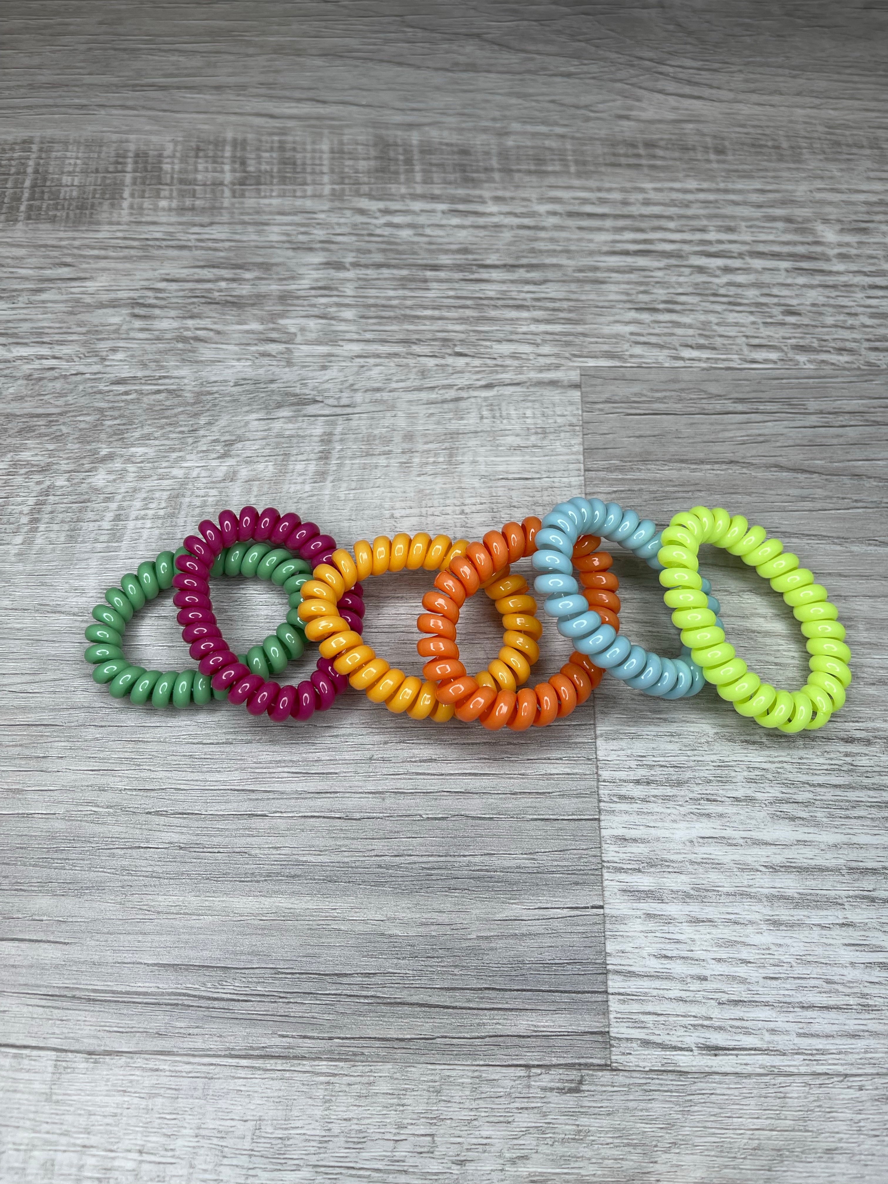 Multicolored Hair Phone Cord Coils 6 Pack